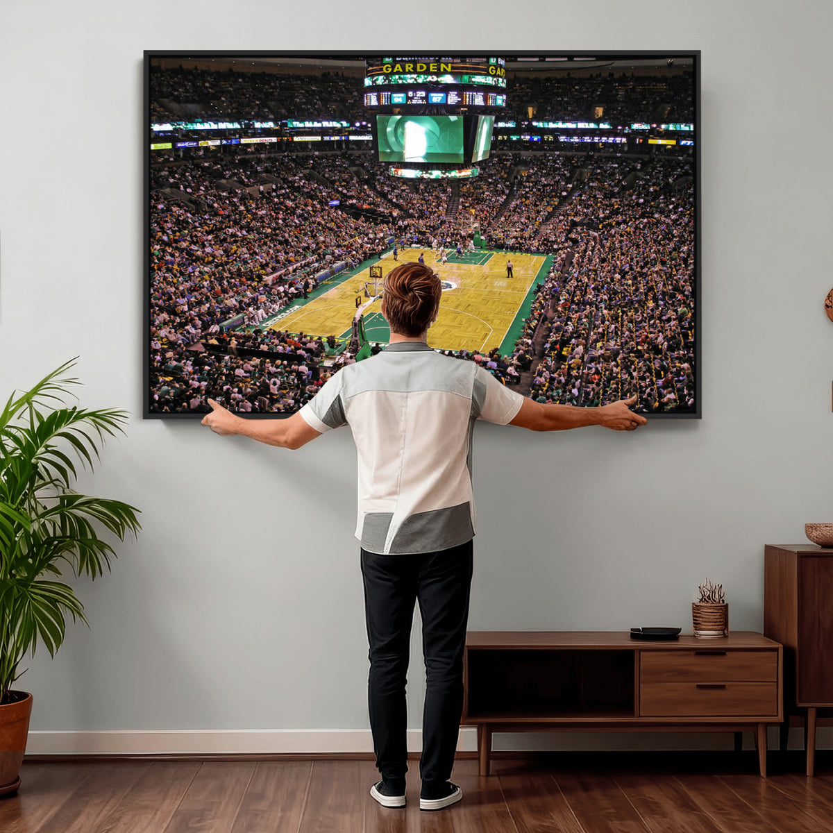 21705-MGV-CV-36X24 - TD Garden Basketball Canvas Wall Art | Boston Celtics Live Action
