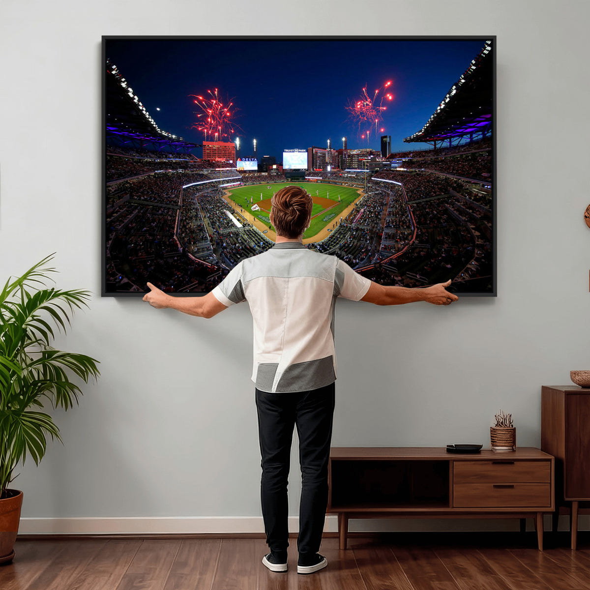 50582-MGV-CV-36X24 - Truist Park Atlanta Braves Baseball Stadium Wall Art Print | Large 3-Panel Canvas Print for Sports