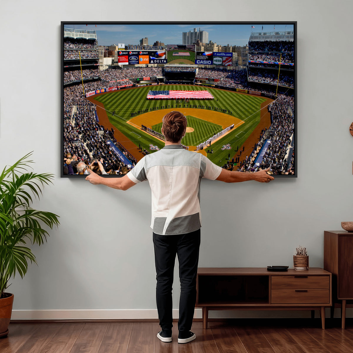 20879-MGV-CV-36X24 - Yankee Stadium New York Wall Art Print | 3-Panel Canvas Print of Yankees Baseball Stadium