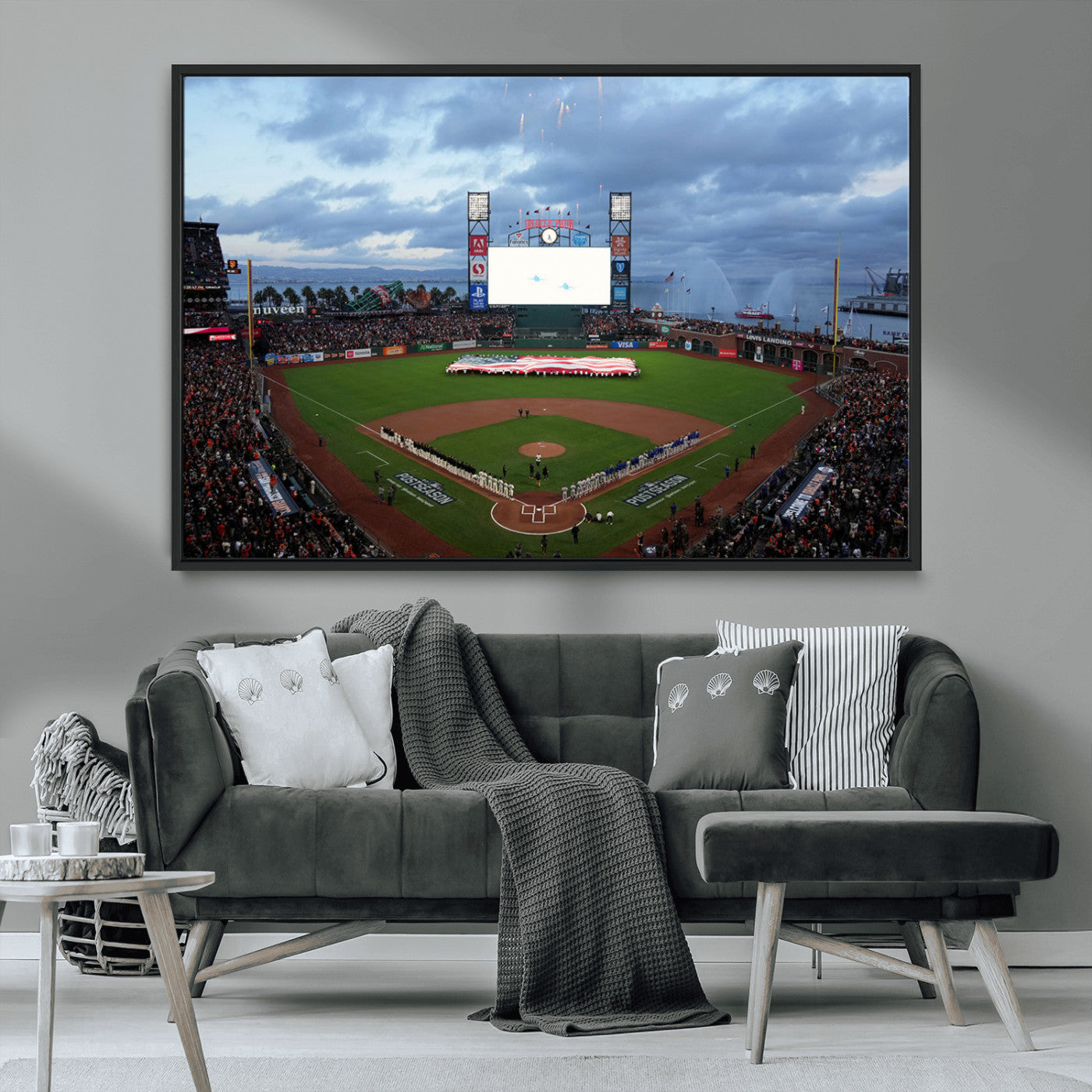 MGV-FC-36X24 - Oracle Park San Francisco Giants Wall Art | 3-Panel Canvas Print of Oracle Park Stadium | Large Framed Baseball Wall Decor | Ready-to-Hang MLB Canvas Print