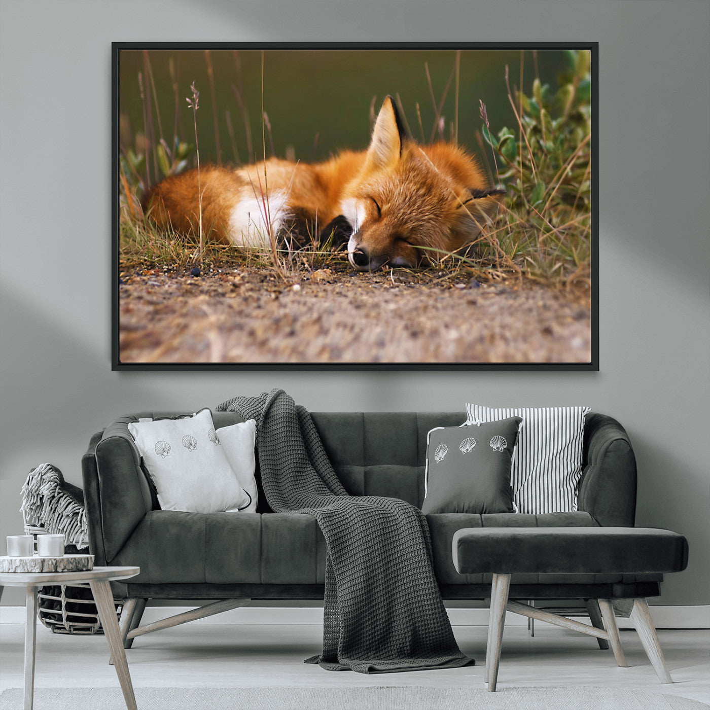 -Sleeping Fox Wall Art Canvas Print, Farmhouse Wall Decor and Animal Wall Art Print