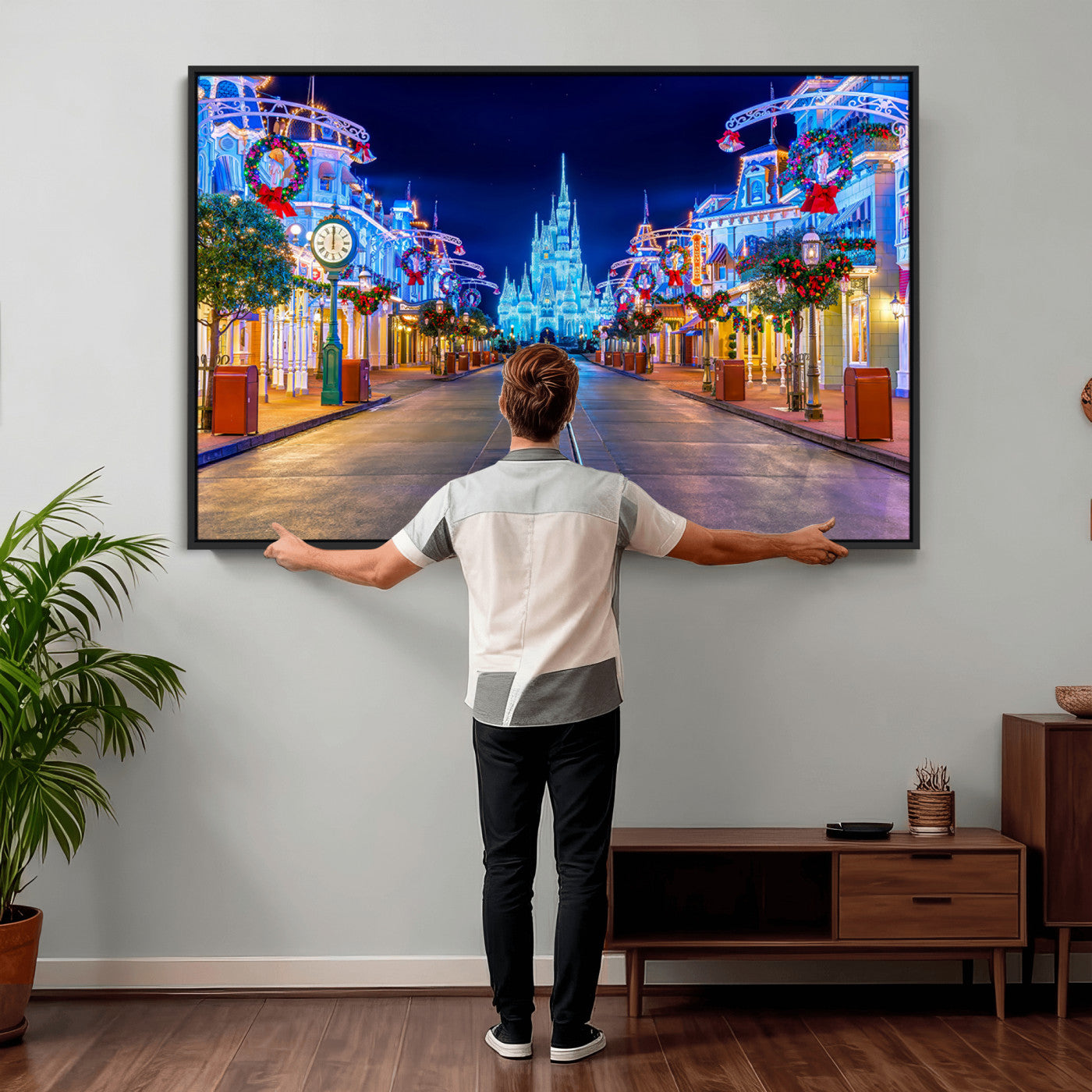 12470-MGV-CV-36X24 - Disney Castle Wall Art – Large Magic Kingdom Canvas Artwork, Fairytale Design, Kids Room Christmas Decor for Home, Office