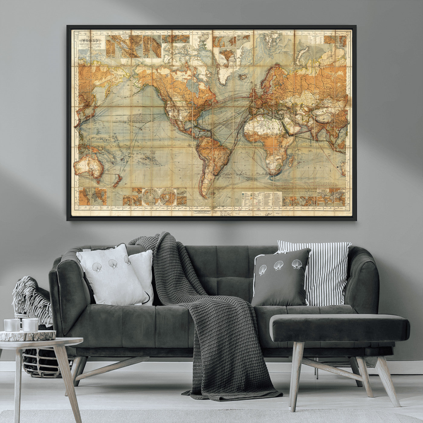 MGV-FC-36X24 - Push Pin World Map Canvas Print – Framed Wall Art for Couples to Track Their Travels – Anniversary