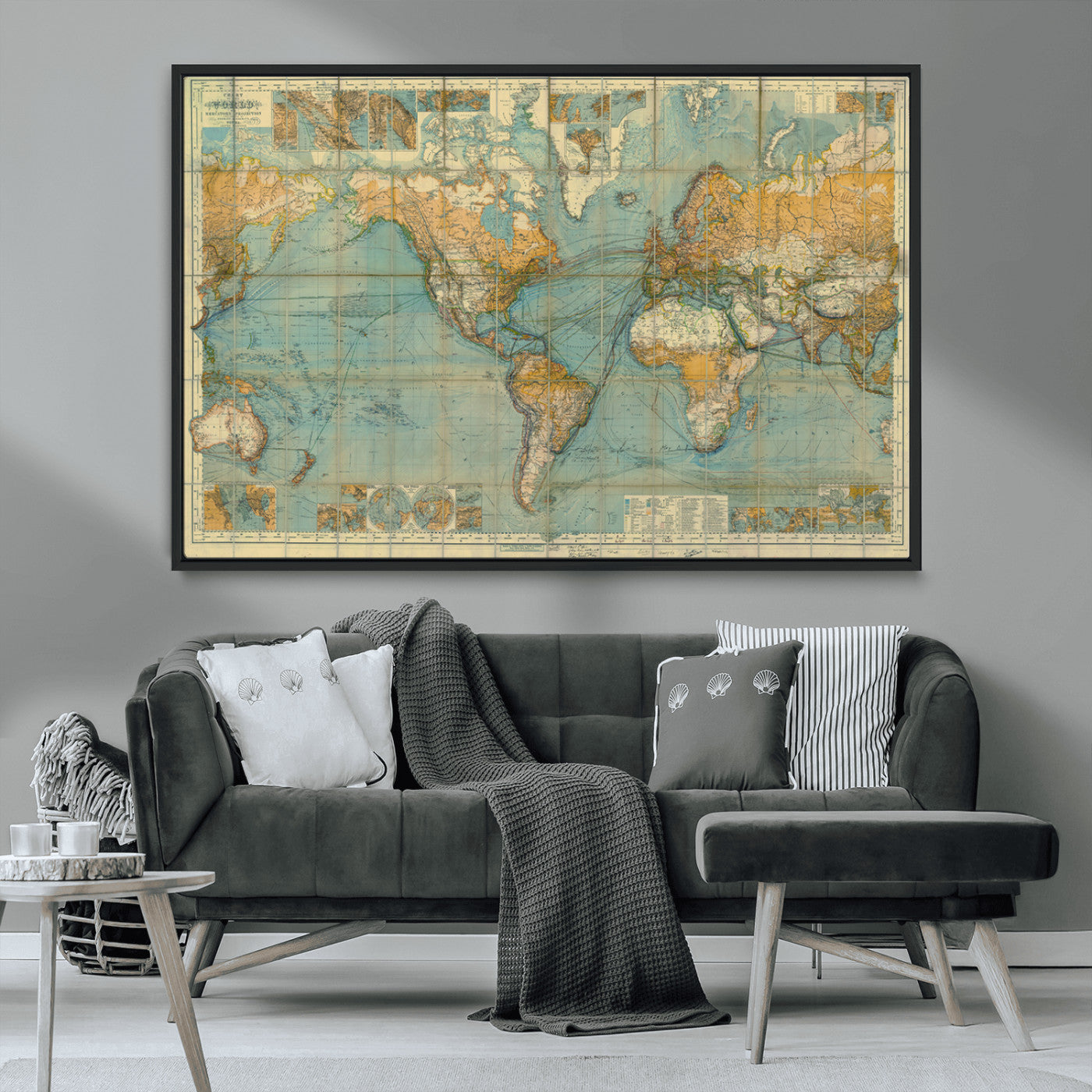 MGV-FC-36X24 - Push Pin World Map Canvas Print – Framed Wall Art for Couples to Track Their Travels – Anniversary