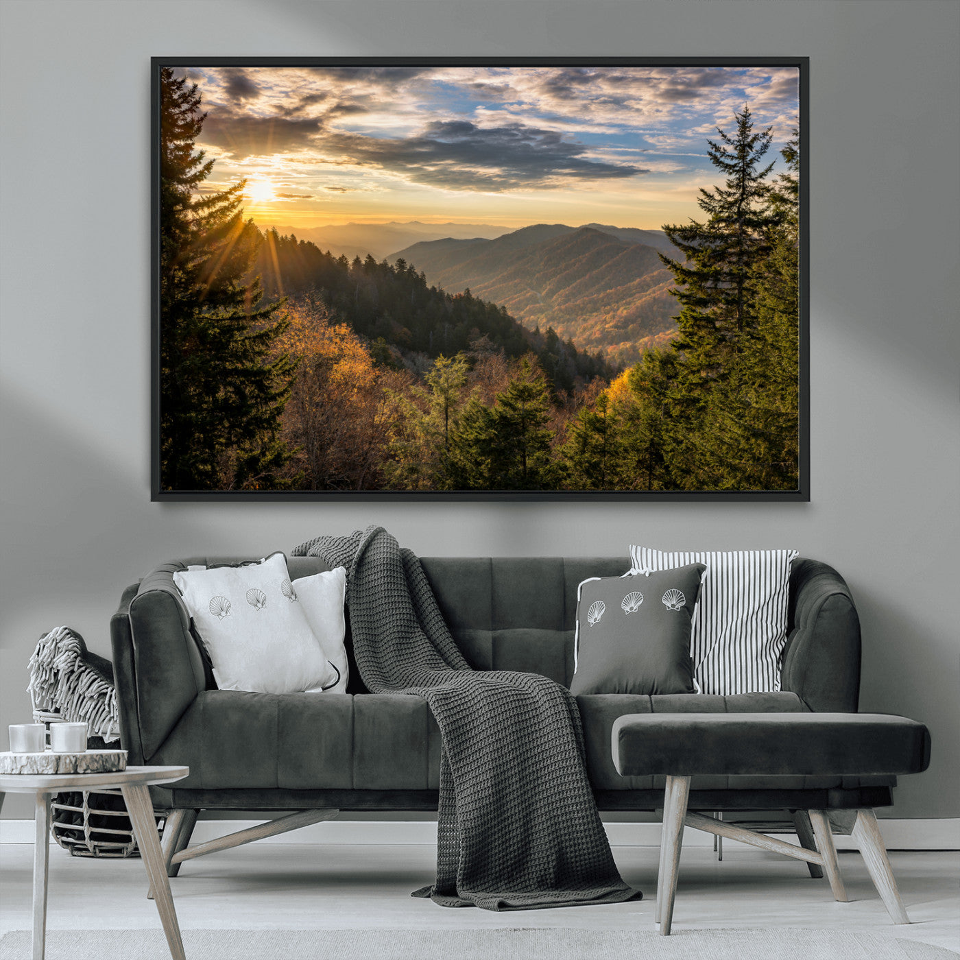 MGV-FC-36X24 - Sunrise Over the Smoky Mountains Canvas Wall Art – Breathtaking Scenic Landscape Photography in a