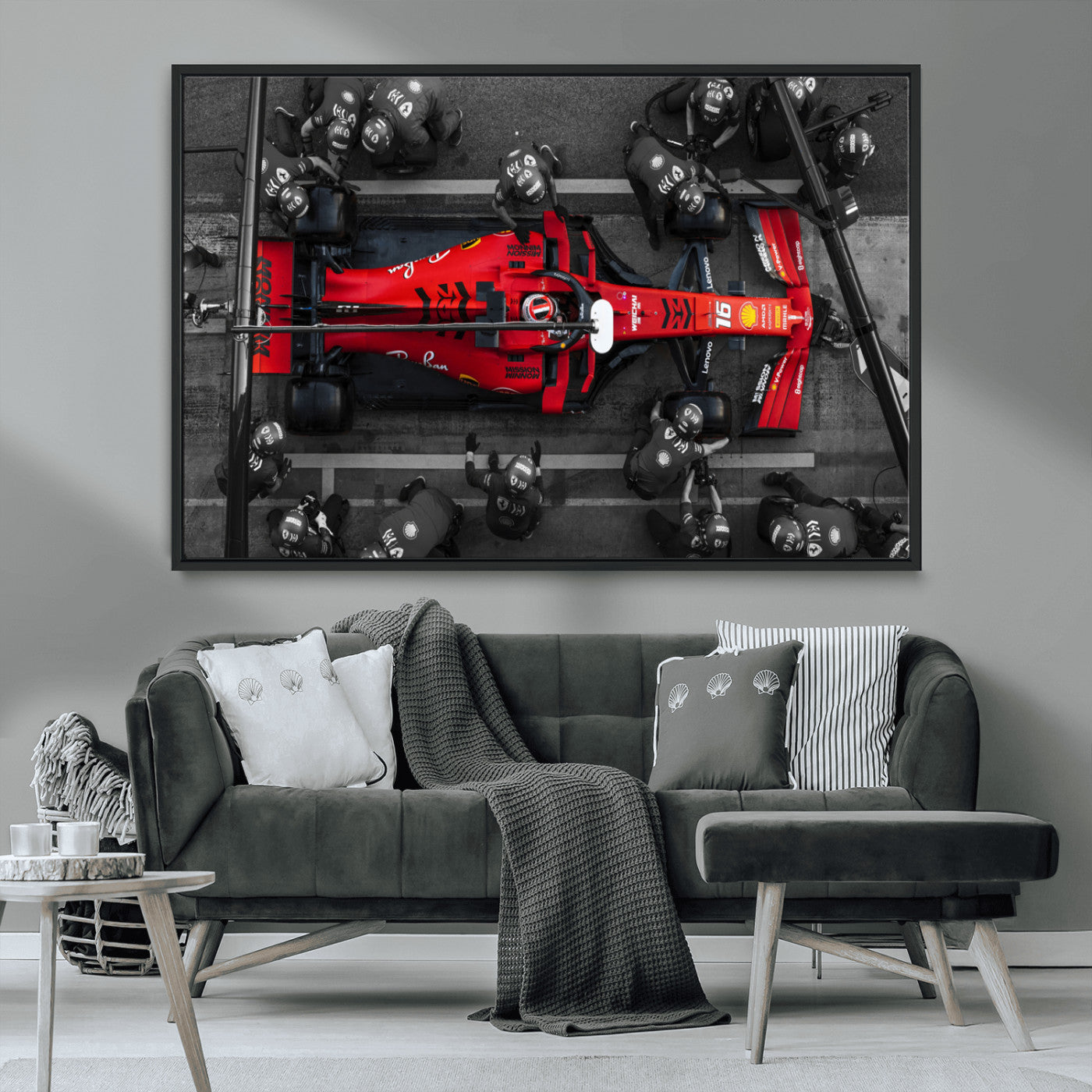 MGV-FC-36X24 - Ferrari Pit Stop Canvas Wall Art – Precision and Speed Captured in Bold Motorsport Imagery – Ready