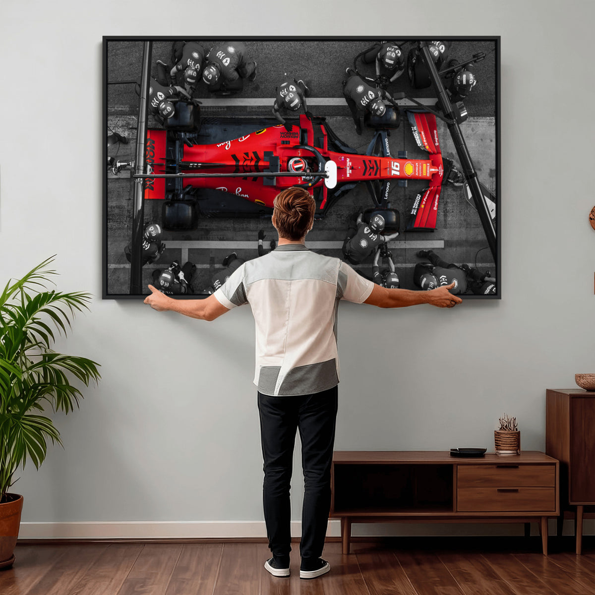 99356-MGV-CV-36X24 - Ferrari Pit Stop Canvas Wall Art | Precision and Speed
