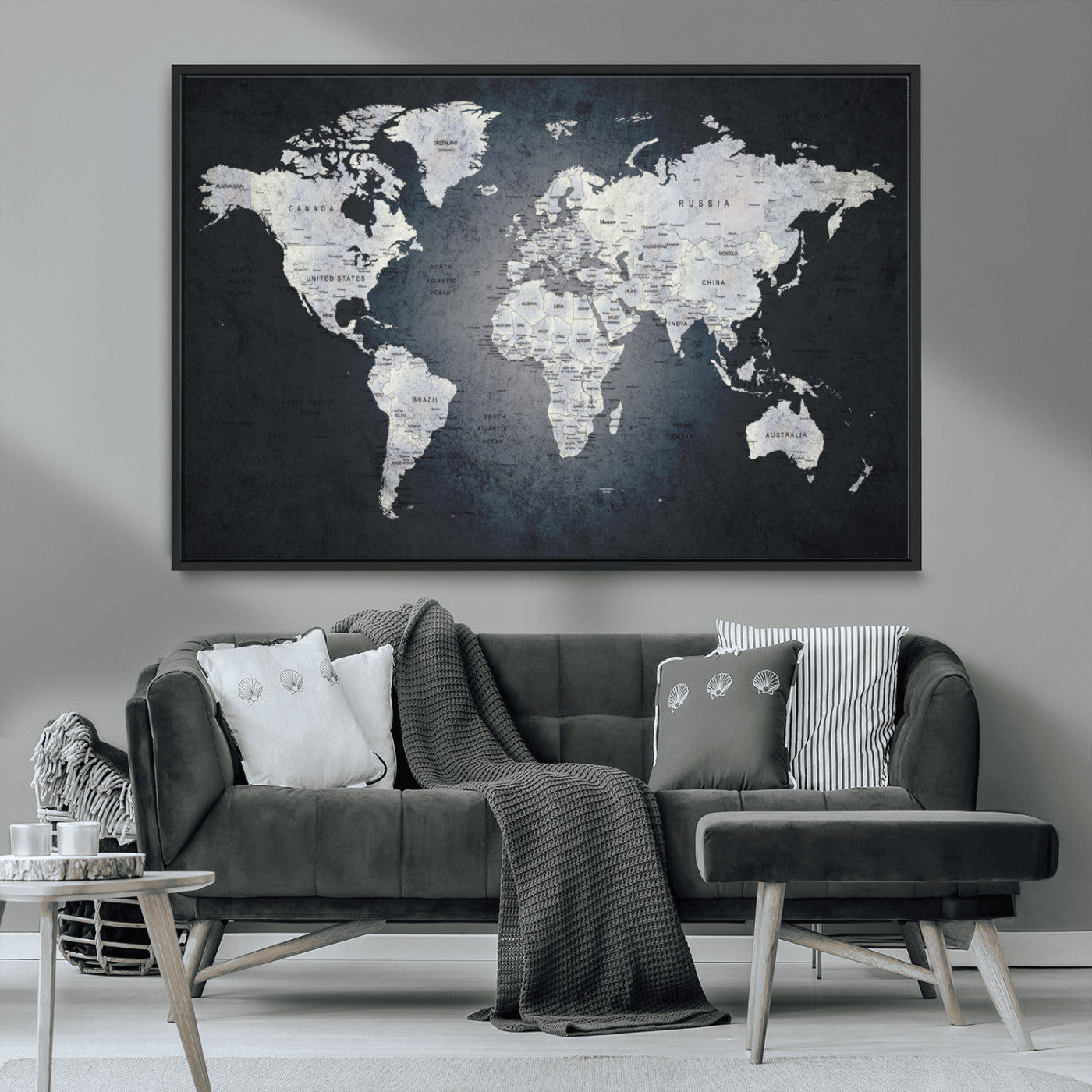 MGV-FC-36X24 - World Map Wall Art Canvas Print for Home and Office Decor