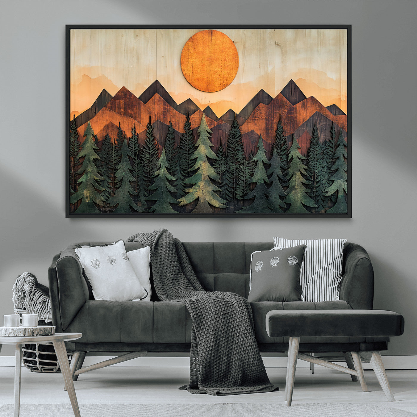 MGV-FC-36X24 - Sunset Mountain Landscape Canvas Wall Art Print - Nature Decor for Living Room, Office
