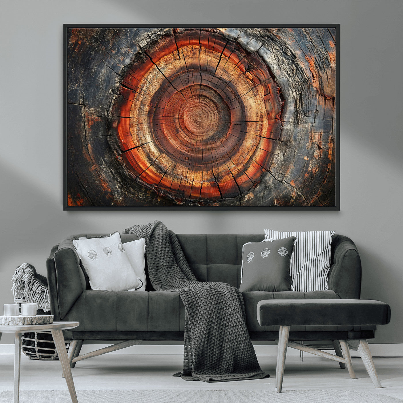 MGV-FC-36X24 - Wood Grain Canvas Wall Art - Framed Abstract Tree Ring Framed Wall Art, Wood Grain Canvas Wall