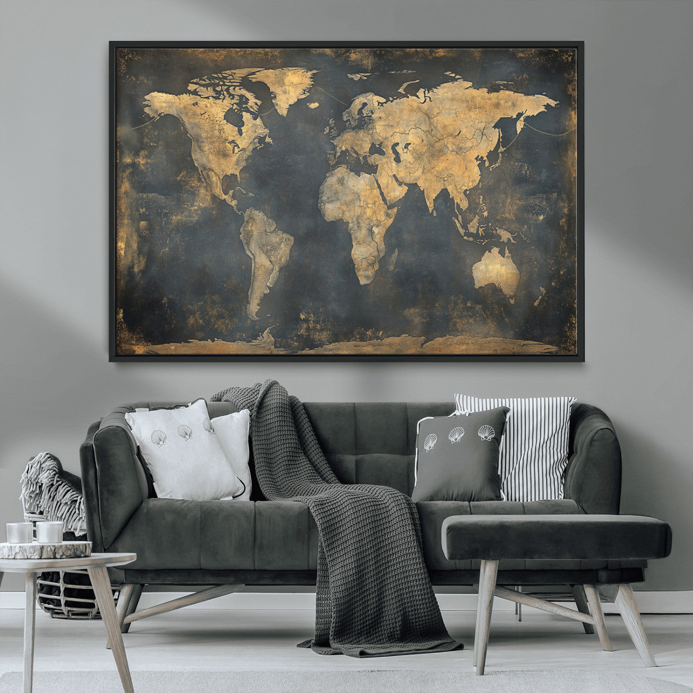 MGV-FC-36X24 - Push Pin World Map Canvas Print – Framed Wall Art for Couples to Track Their Travels – Anniversary
