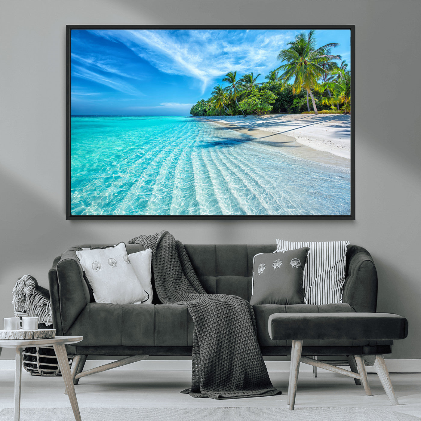 MGV-FC-36X24 - Tropical Beach Wall Art Canvas Print - Serene Ocean Landscape with Crystal Clear Turquoise Water and