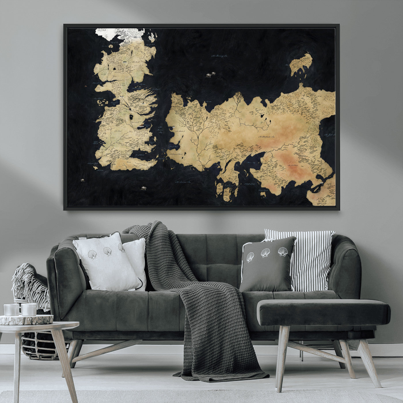 MGV-FC-36X24 - Push Pin World Map Canvas Print – Framed Wall Art for Couples to Track Their Travels – Anniversary