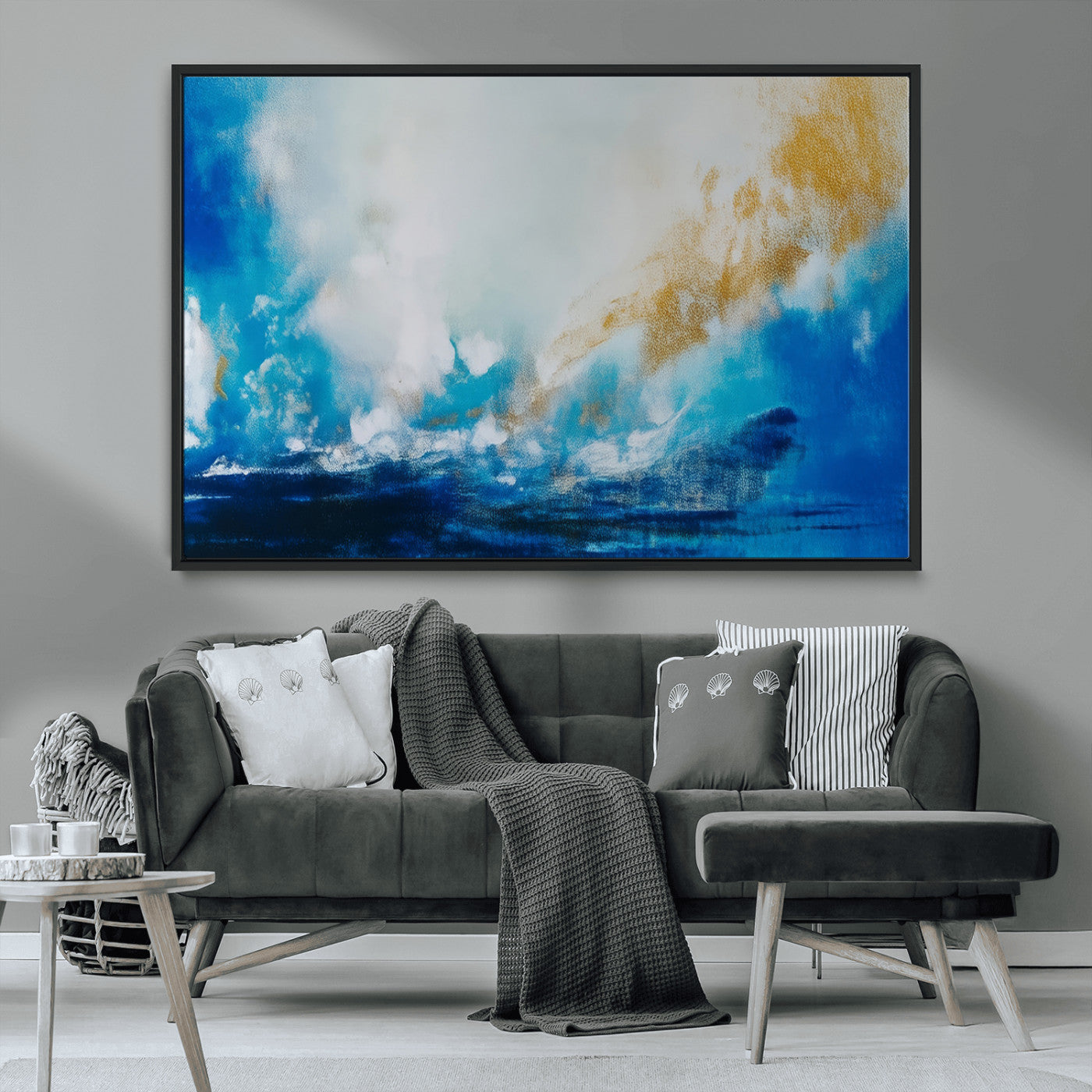 MGV-FC-36X24 - Blue Abstract Print - Dynamic Ocean-Inspired Canvas Wall Art