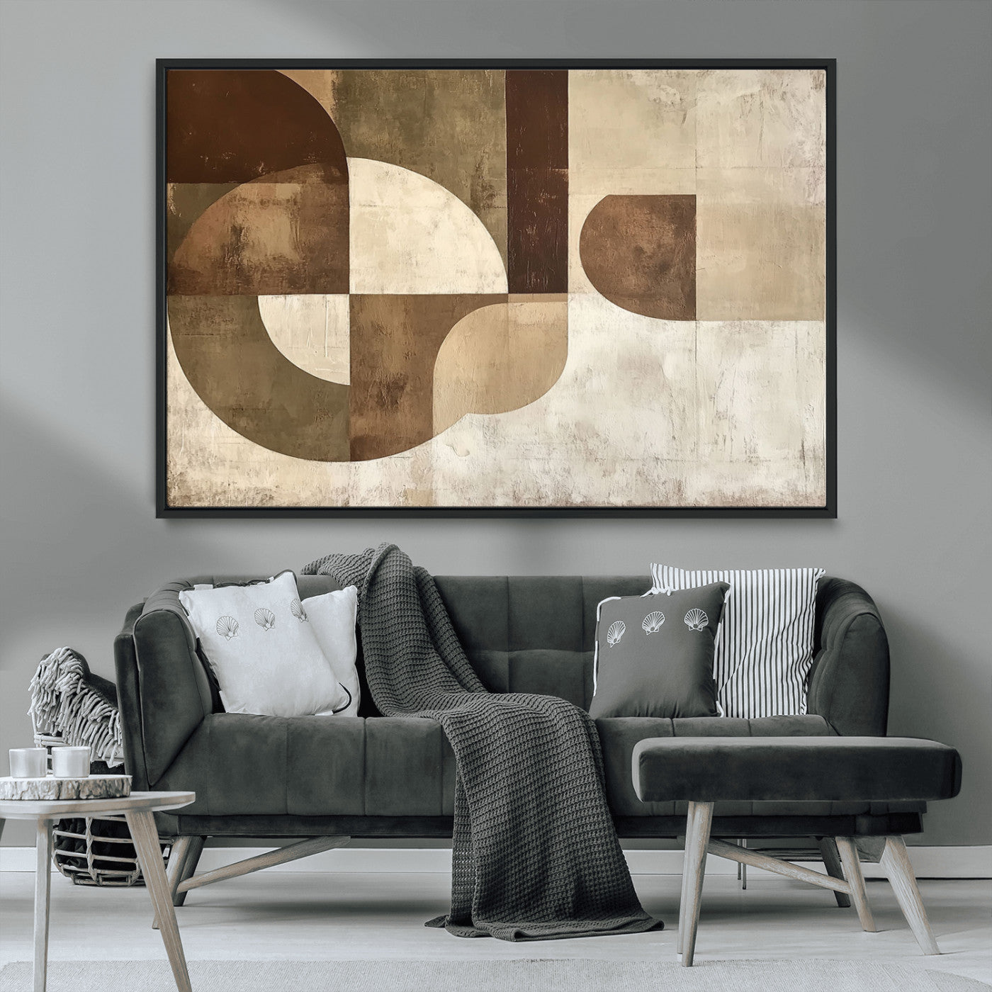 MGV-FC-36X24 - Wabi Sabi Geometric Wall Art | Abstract Modern Minimalist Canvas Print with Neutral Mid Century Art