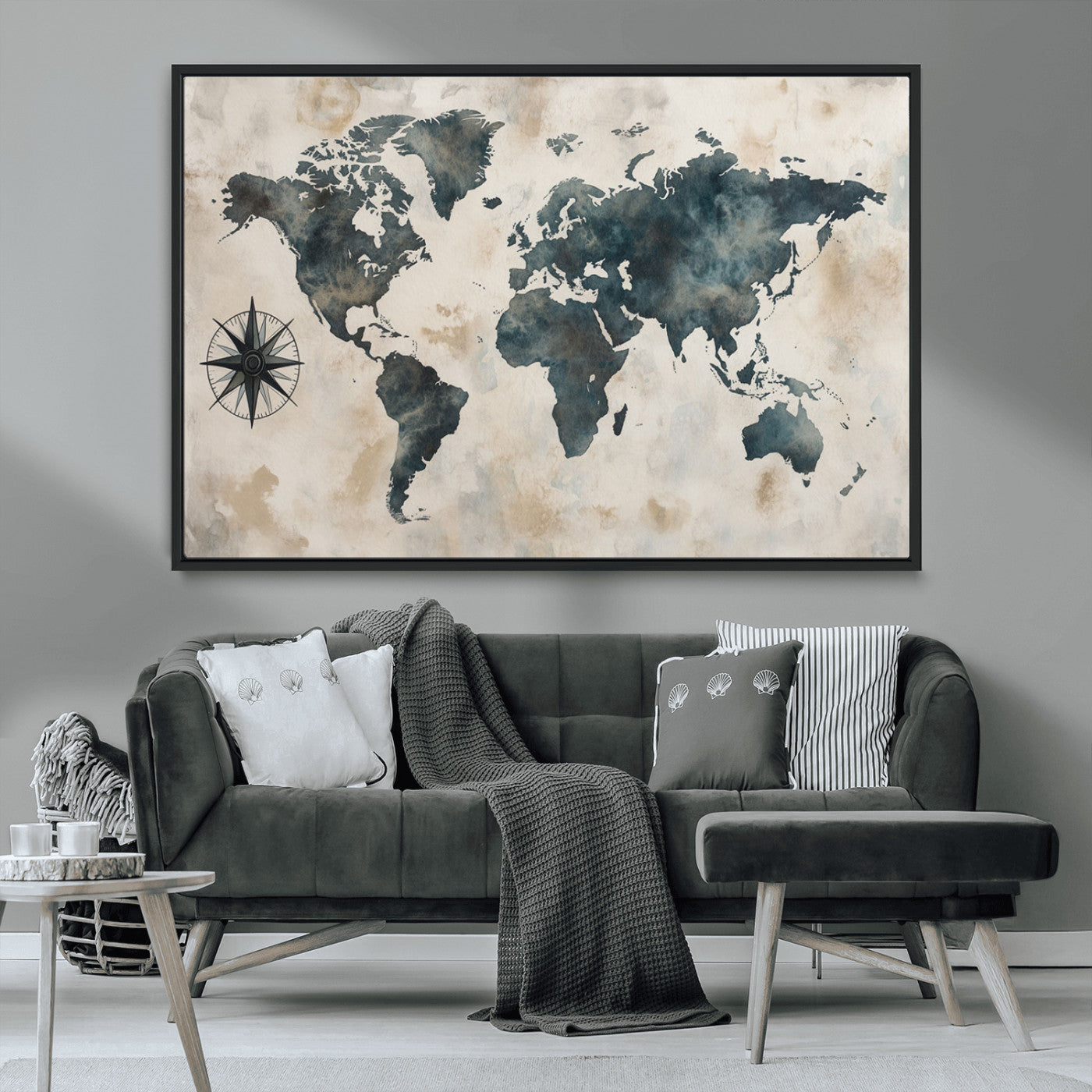 MGV-FC-36X24 - Push Pin World Map Canvas Print – Framed Wall Art for Couples to Track Their Travels – Anniversary