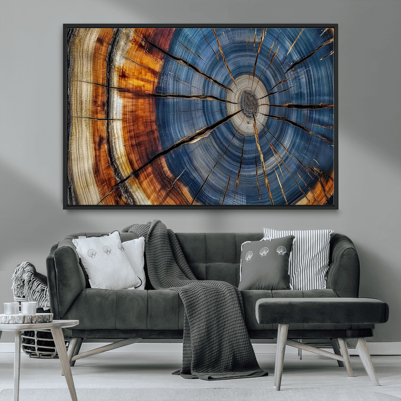 MGV-FC-36X24 - Abstract Tree Rings Canvas Wall Art - Wood Grain Canvas Print - Nature-Inspired Modern Wood Grain