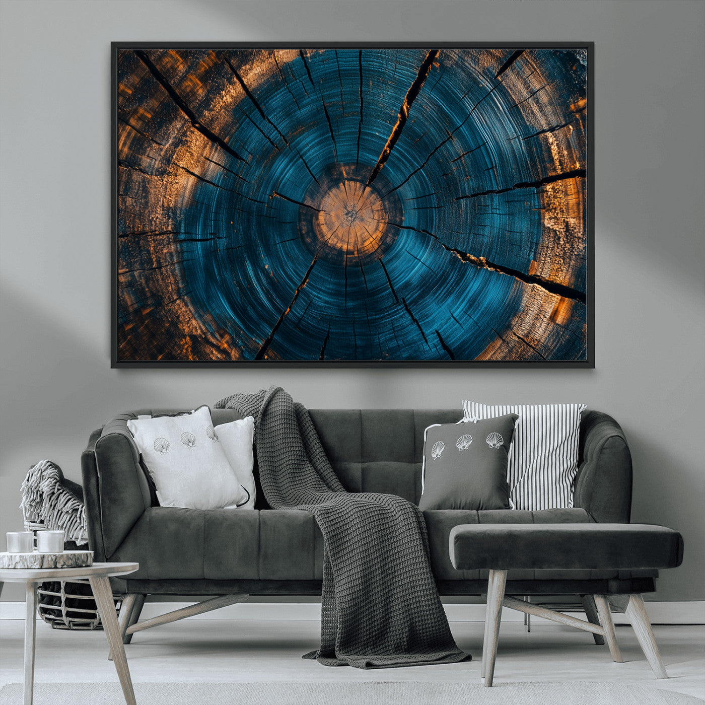 MGV-FC-36X24 - Abstract Tree Rings Wall Art Canvas Print - Wood Grain Rings Artwork Print - Nature Woodland Modern