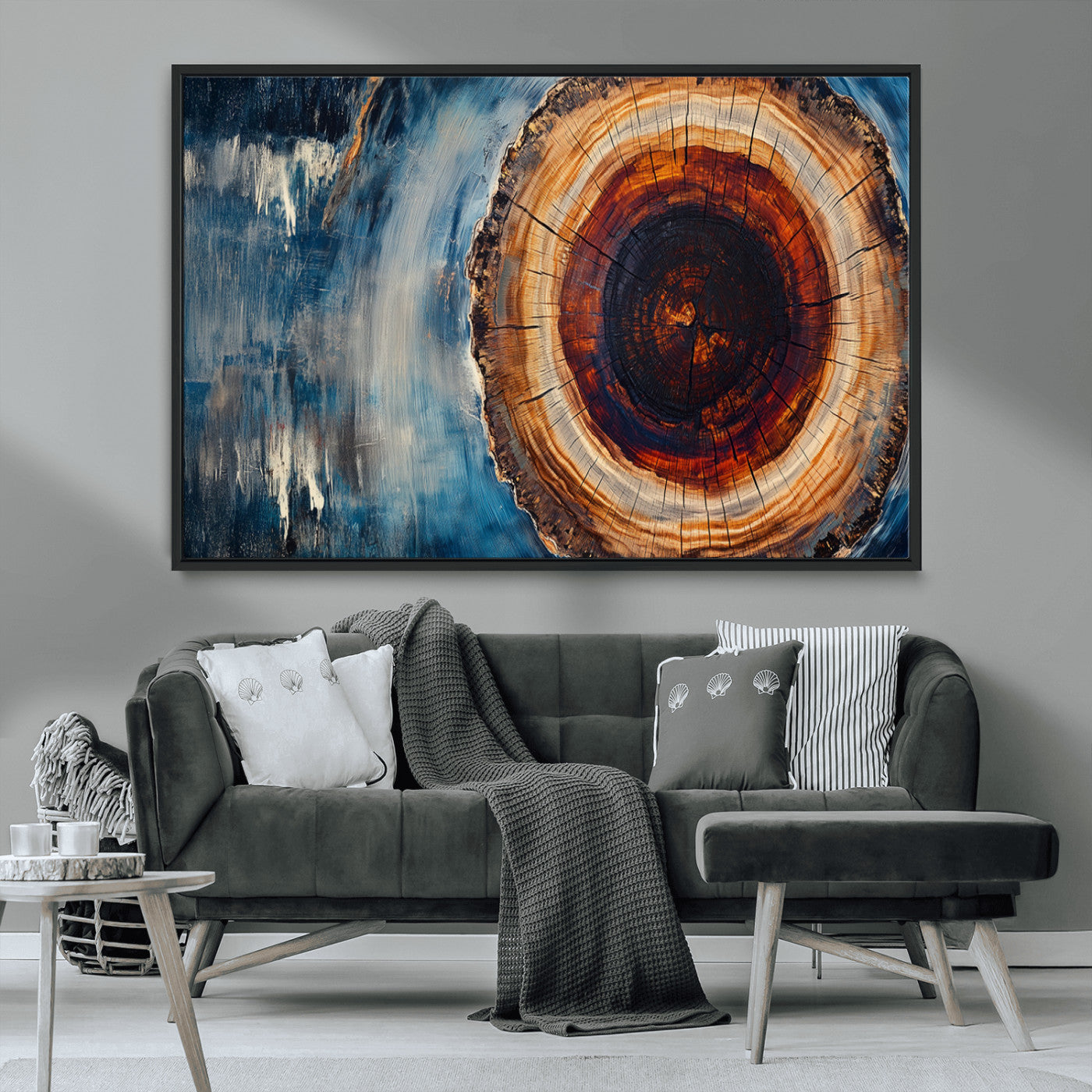 MGV-FC-36X24 - Abstract Tree Rings Wall Art Canvas Print - Wood Grain Rings Canvas Print - Nature Woodland Wall