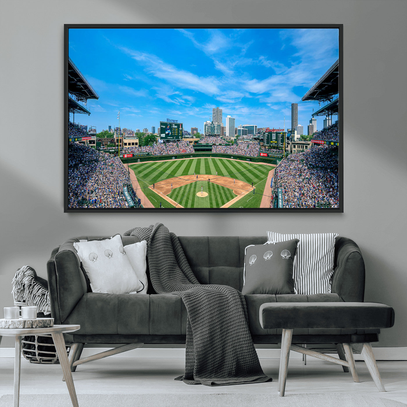 MGV-FC-36X24 - Wrigley Field Chicago Cubs Panoramic Art Multi Piece Canvas - Iconic Baseball Stadium Print for