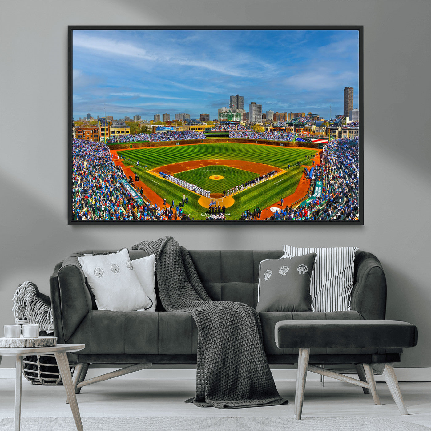 MGV-FC-36X24 - Wrigley Field Chicago Cubs Panoramic Multi Piece Canvas Wall Art - Iconic Baseball Stadium Canvas