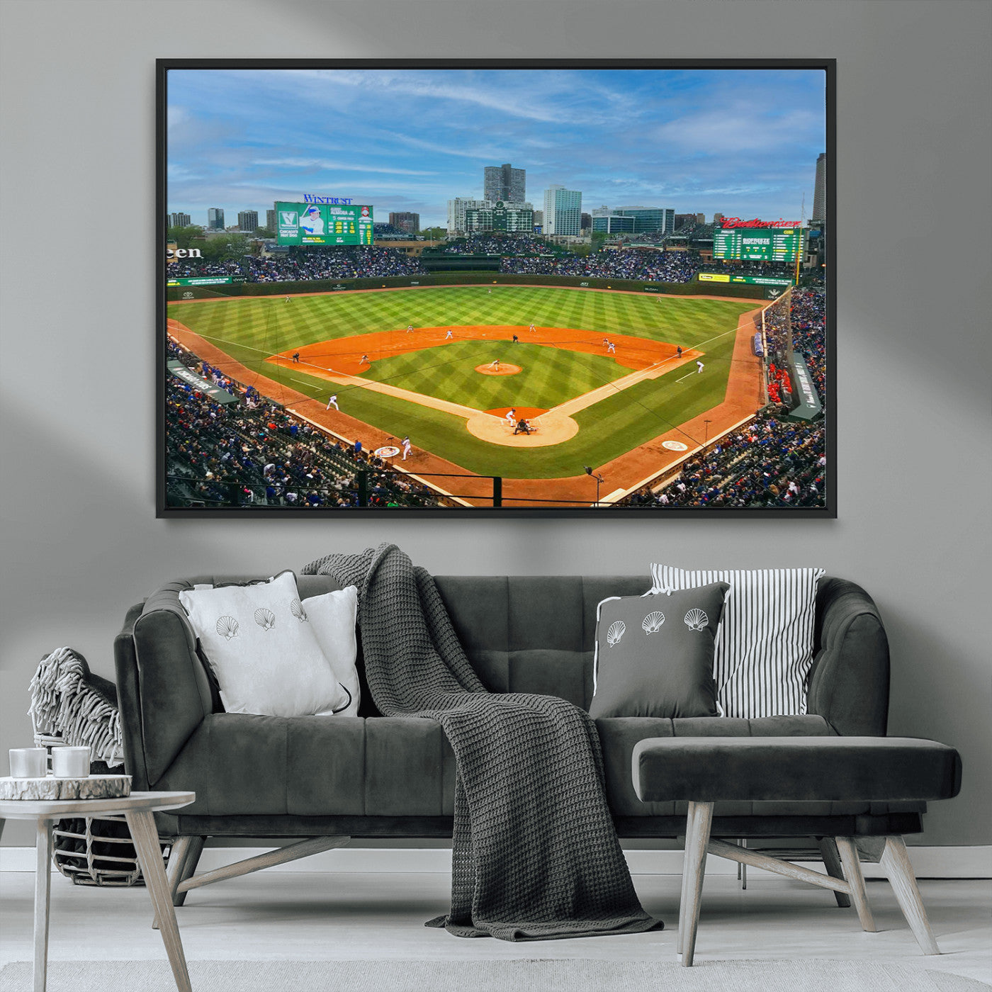 MGV-FC-36X24 - Wrigley Field Chicago Cubs Panoramic Multi Piece Canvas Wall Art - Iconic Baseball Stadium Print for