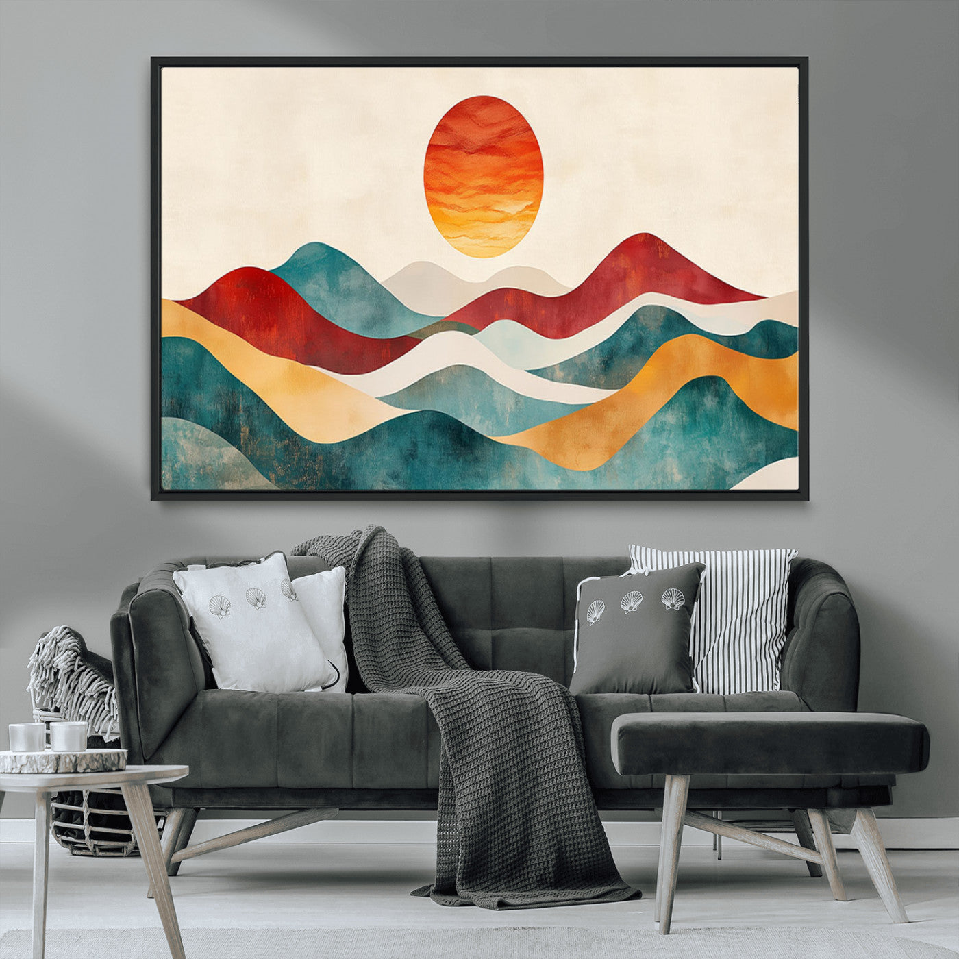 MGV-FC-36X24 - Southwest Mountain Canvas - Boho Triptych Wall Art - Rustic Woodland Nursery Decor - Abstract Nature