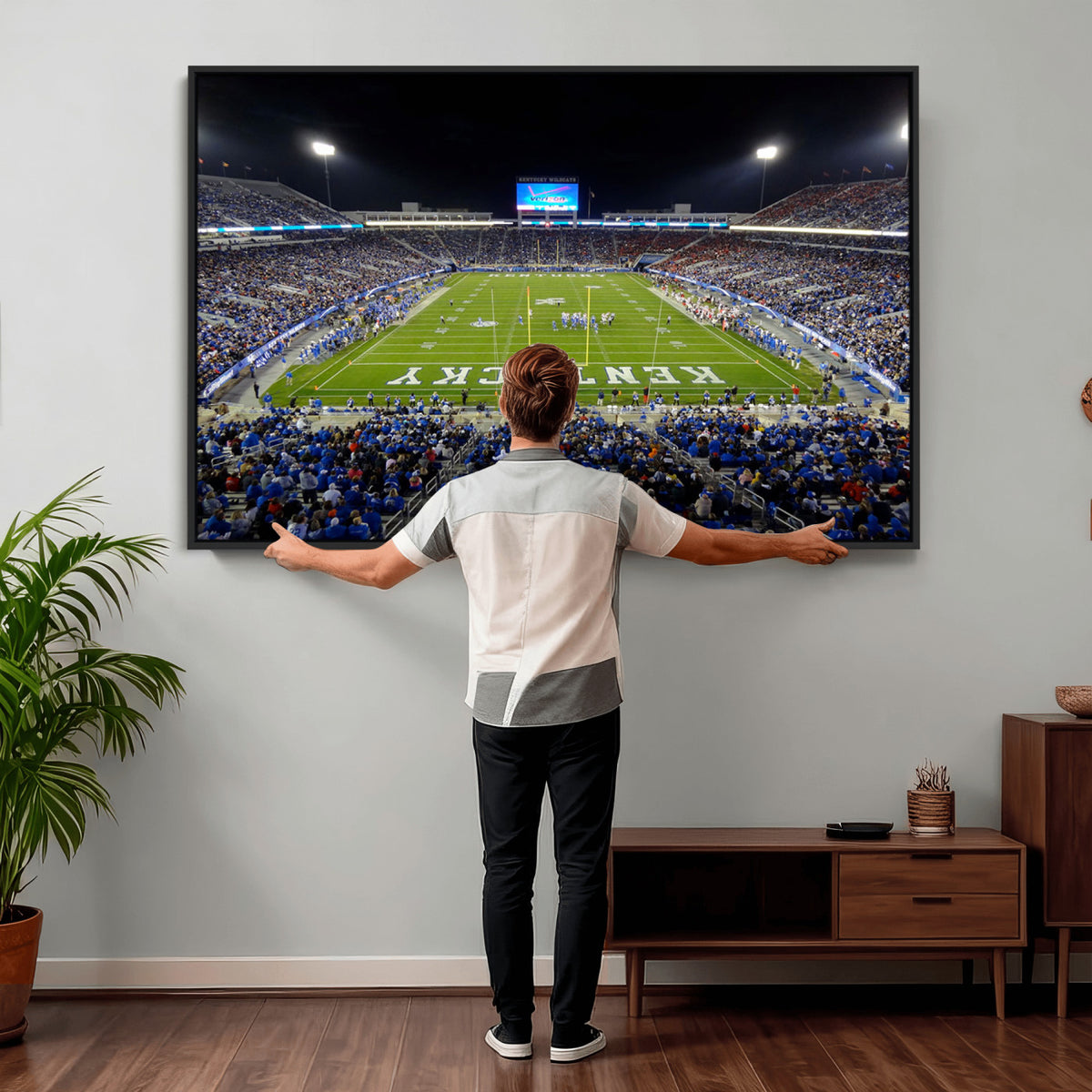 14304-MGV-CV-36X24 - Kroger Field Canvas Wall Art, Kentucky Stadium Wall Art, Framed and Ready to Hang