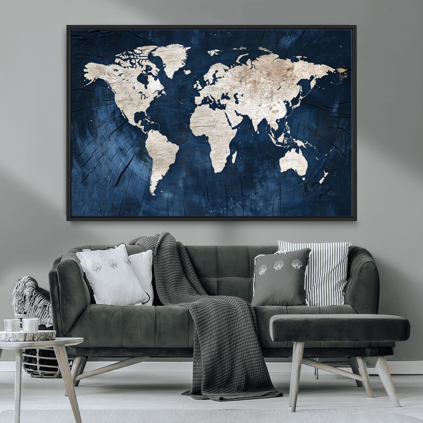 MGV-FC-36X24 - Push Pin World Map Canvas Print – Framed Wall Art for Couples to Track Their Travels – Anniversary