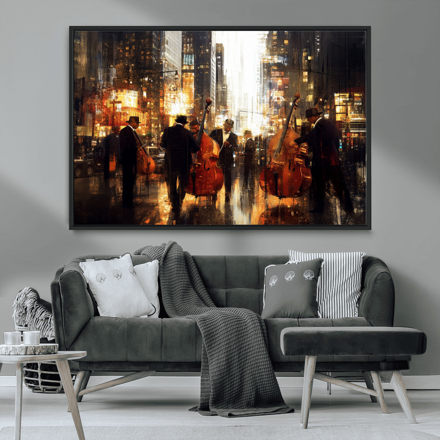 MGV-FC-36X24 - Abstract Jazz Art Wall Art Canvas Print - Framed Abstract Music Canvas - Colorful Instrument Poster