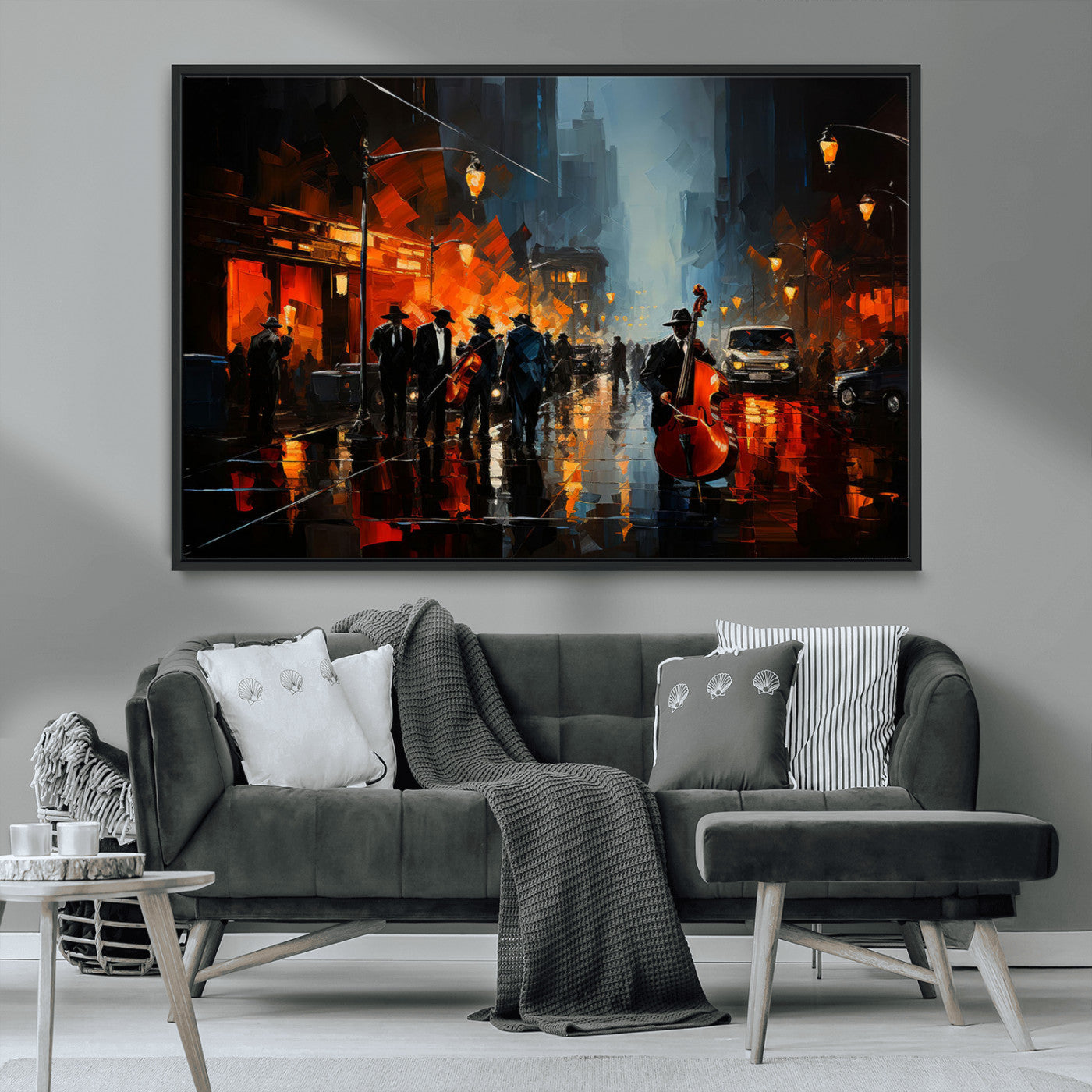 MGV-FC-36X24 - Winston Porter Jazz Wall Art - African American Music Canvas - Abstract Colorful Music Art - Framed