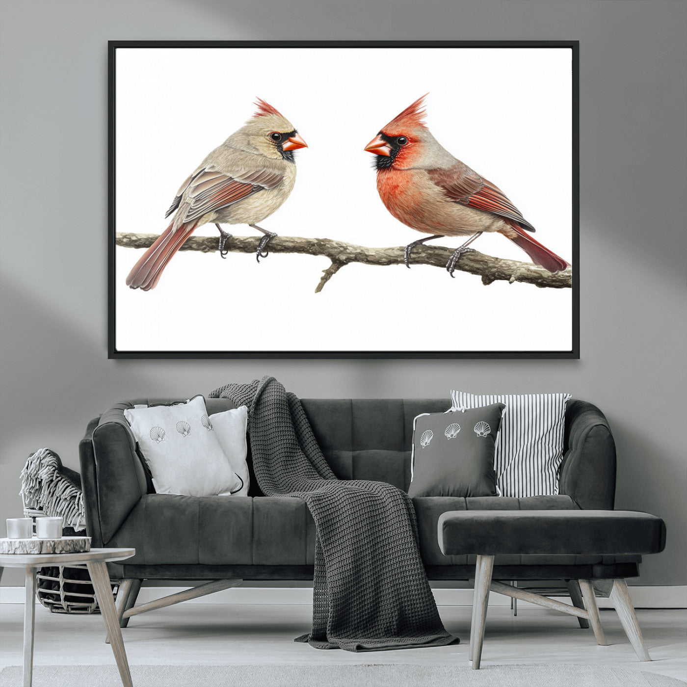 MGV-FC-36X24 - Cardinal Canvas Wall Art - Male and Female Cardinal Print - Nature-Inspired Bird Wall Decor for Home