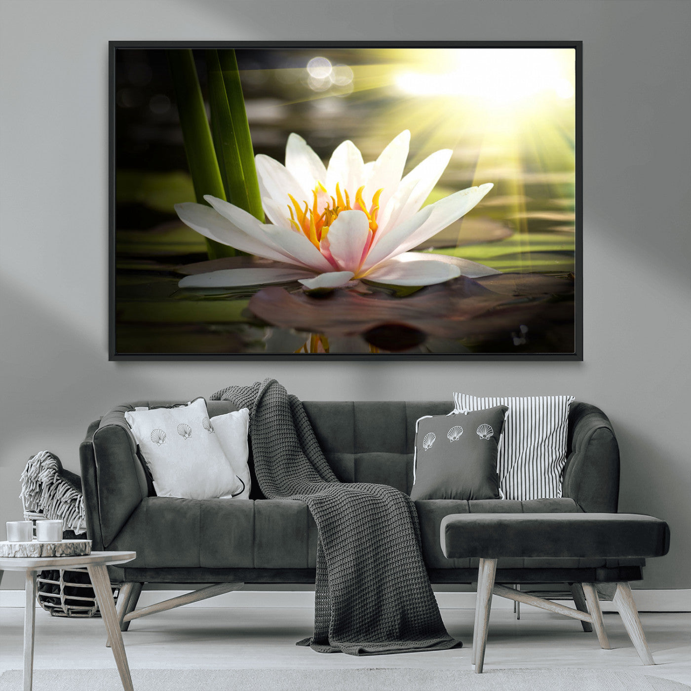 MGV-FC-36X24 - Lotus Flower Wall Art Canvas Print, Water Lily Large Wall Art Canvas Print