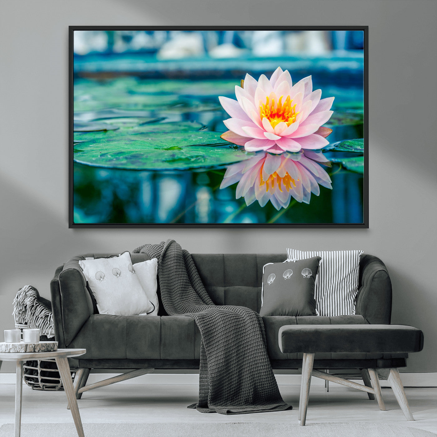 MGV-FC-36X24 - Lotus Flower Wall Art Canvas Print, Water Lily Large Wall Art Canvas Print for Yoga Room Decor,