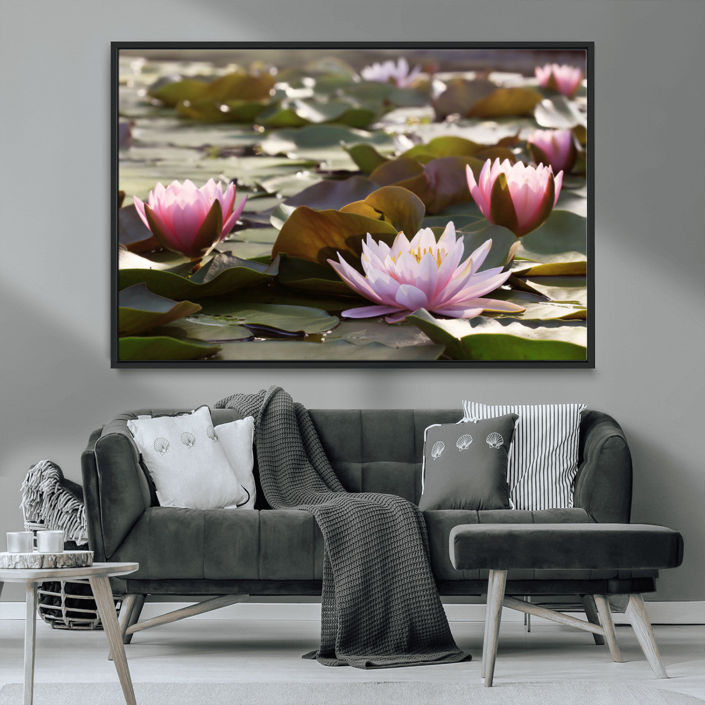 MGV-FC-36X24 - Lotus Flower Wall Art Canvas Print, Water Lily Large Wall Art Canvas Print for Yoga Room Decor,