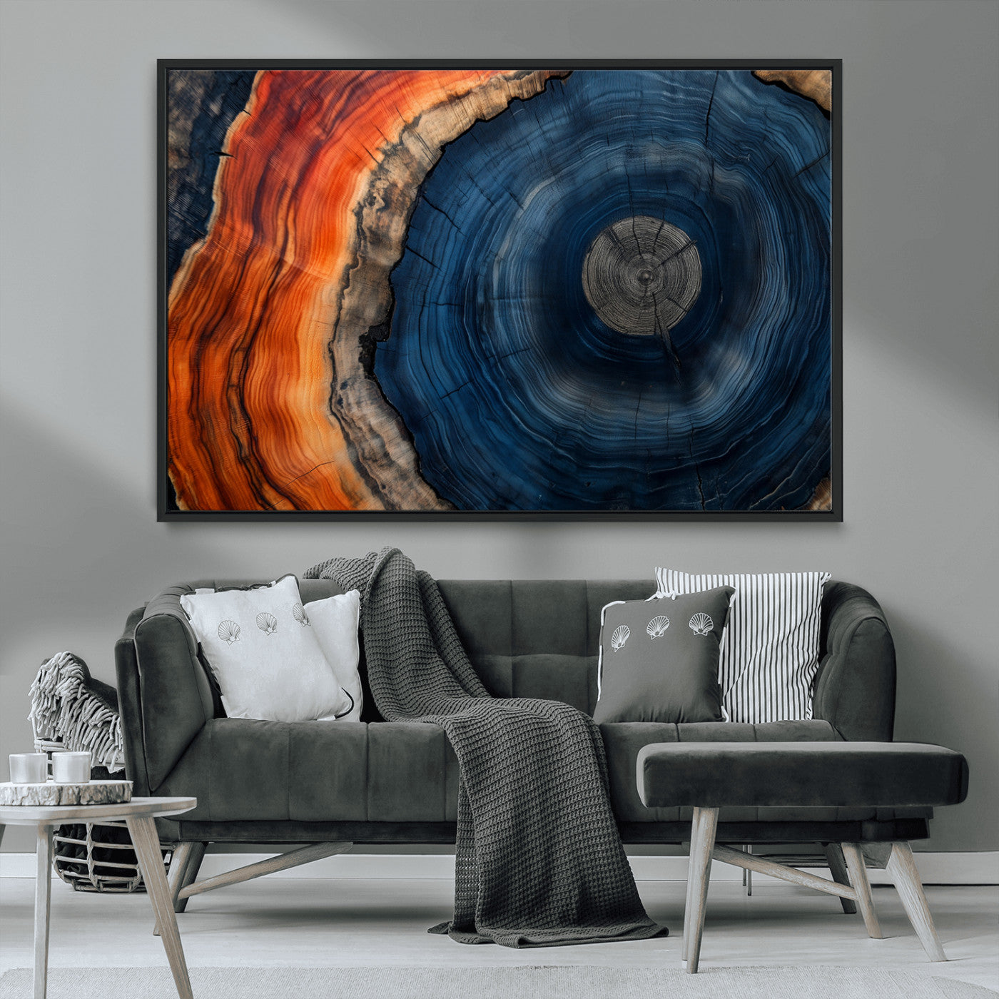MGV-FC-36X24 - Tree Rings Wall Art Canvas Print, Rustic Wood Print, Framed Natural Texture Art Print, Wood Grain