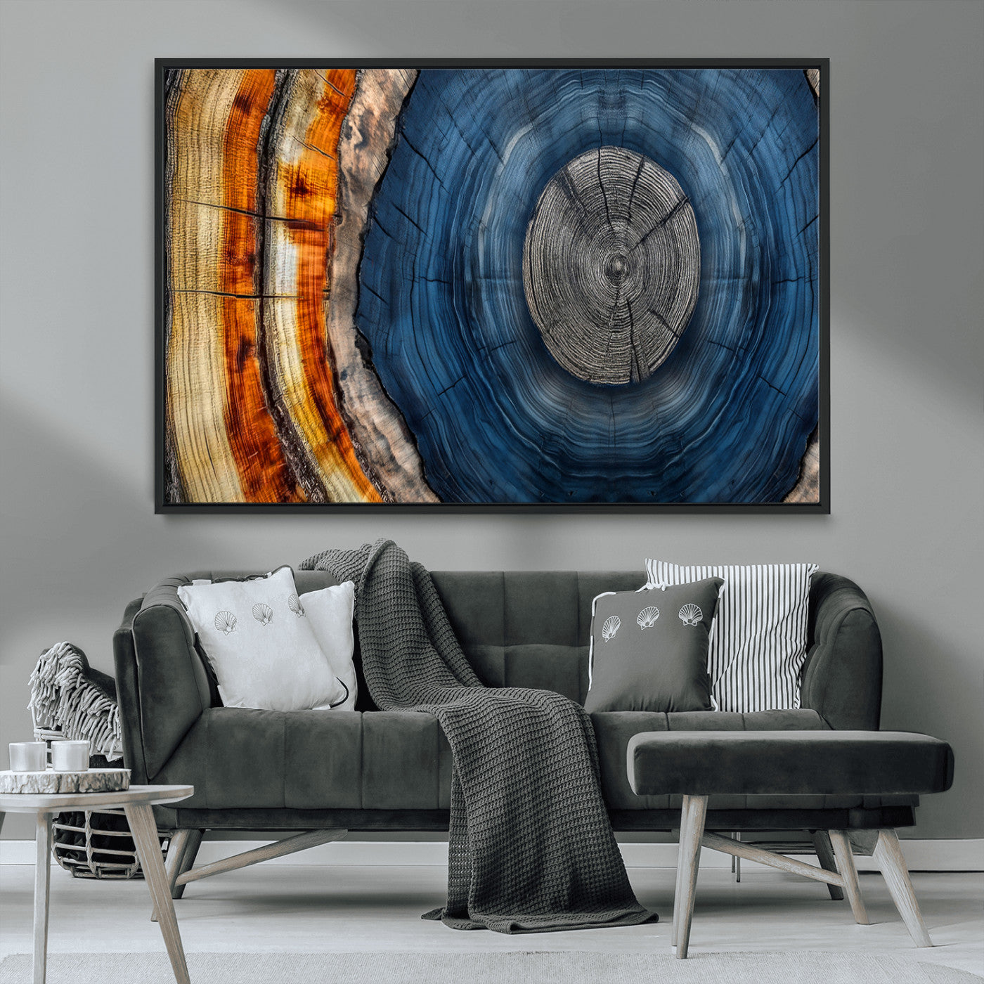 MGV-FC-36X24 - Abstract Tree Rings Wall Art Canvas Print - Wood Grain Rings Artwork Print - Nature Woodland Modern