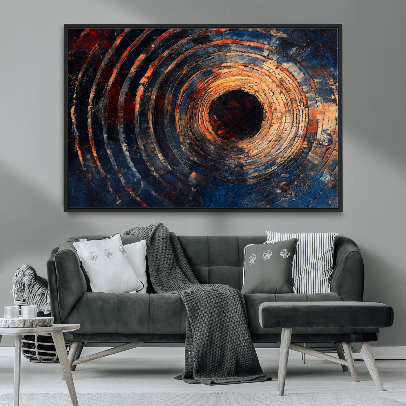 MGV-FC-36X24 - Wood Tree Ring Wall Art Canvas Print, Framed Natural Wood Art Picture Print, Rustic Tree Slice Perfect Rustic Decor Artwork