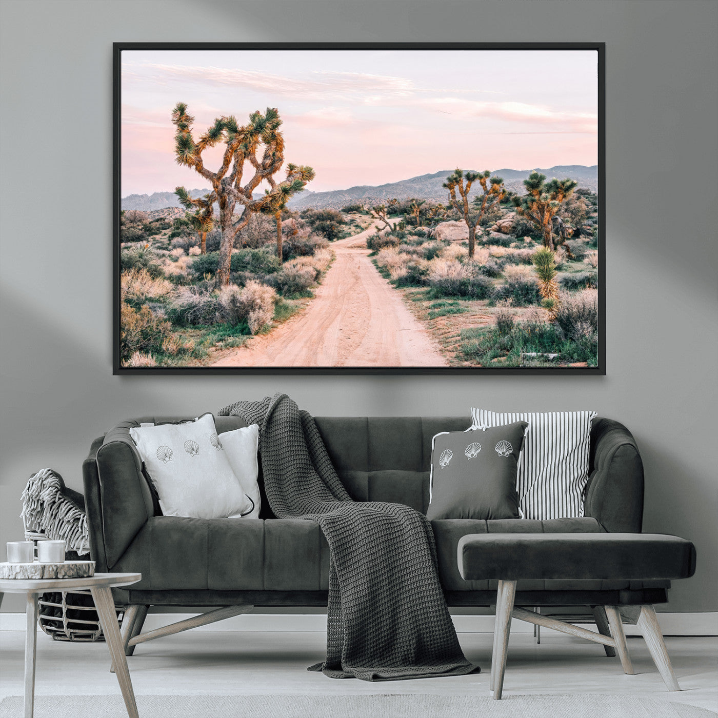 MGV-FC-36X24 - Joshua Tree Park Wall Art Canvas Print, Framed Desert Road Art Picture Print, Sunset Drive Perfect Southwestern Boho Decor Artwork