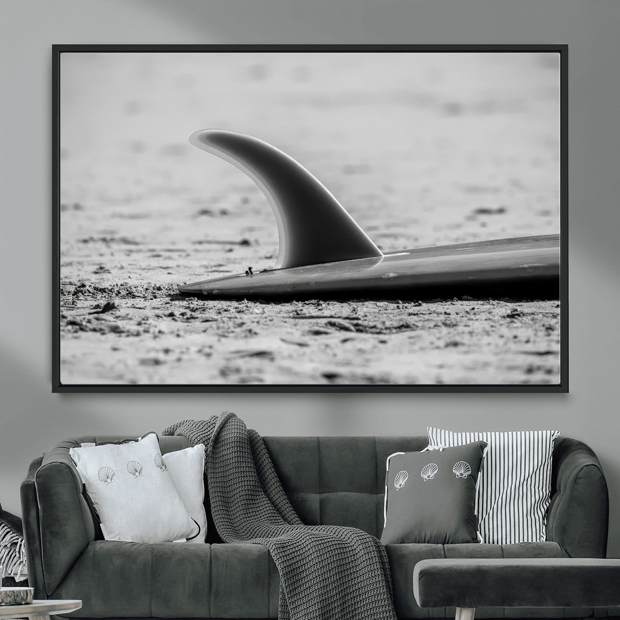 62314230-MGV-CV-36X24-Wild Horses Wall Art – Framed Black White Mountain Canvas Artwork, Rustic Countryside Design, Western Decor for Home, Office