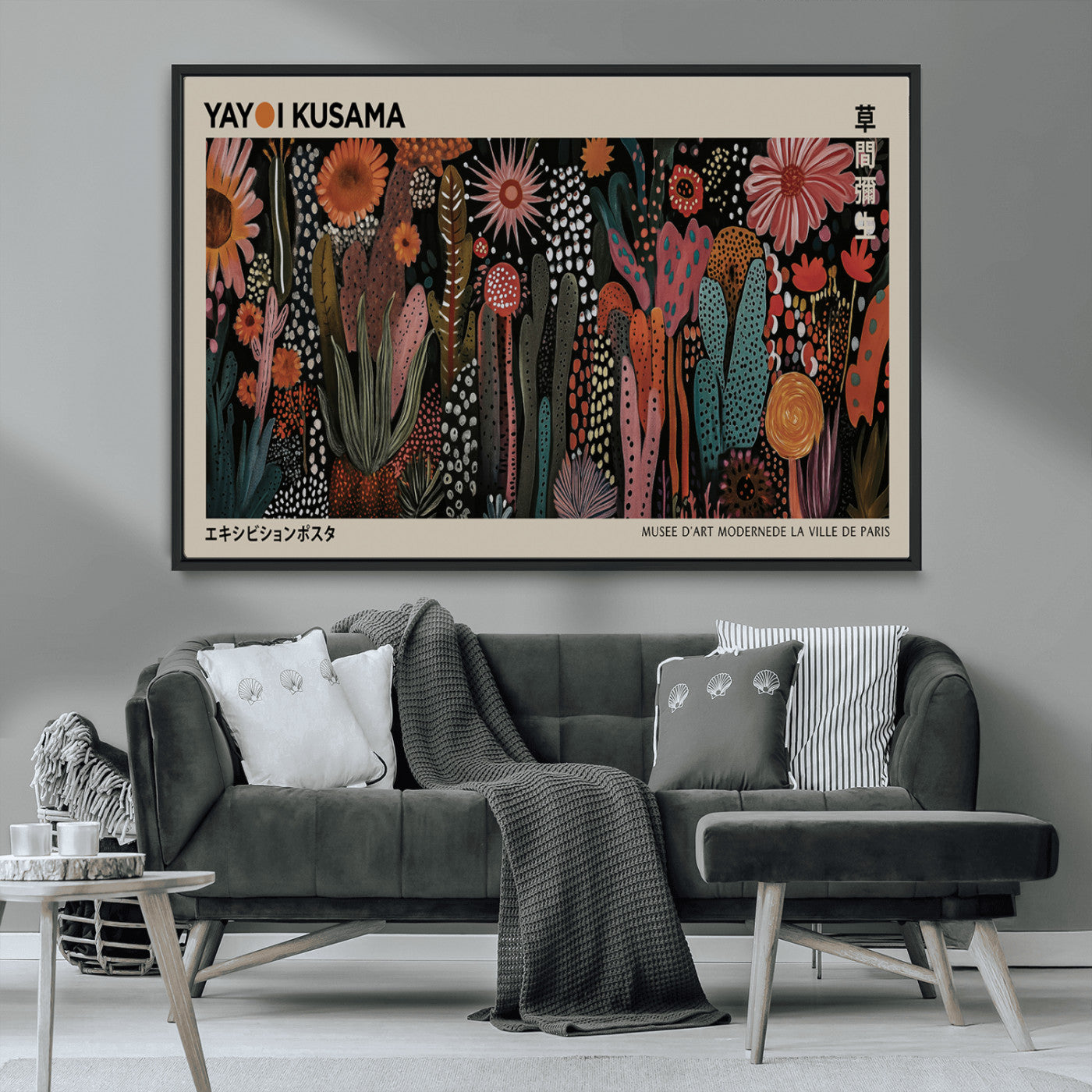 MGV-FC-36X24 - Modern Japanese Wall Art Print Yayoi Kusama Canvas Wall Art Abstract Mount Fuji Canvas Print
