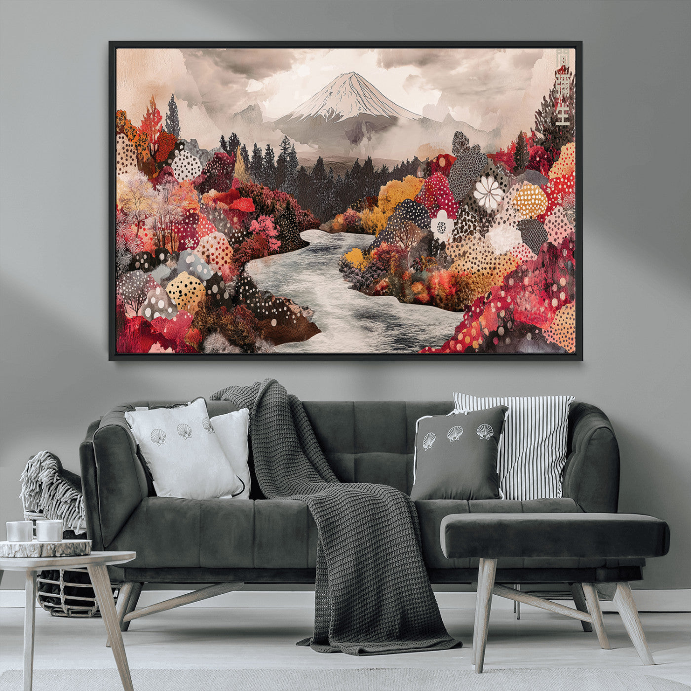 MGV-FC-36X24 - Mountain Wall Art Wall Art Canvas Print, Framed Autumn Forest Art Picture Print, Cottagecore Landscape Perfect Cottagecore Boho Decor Artwork