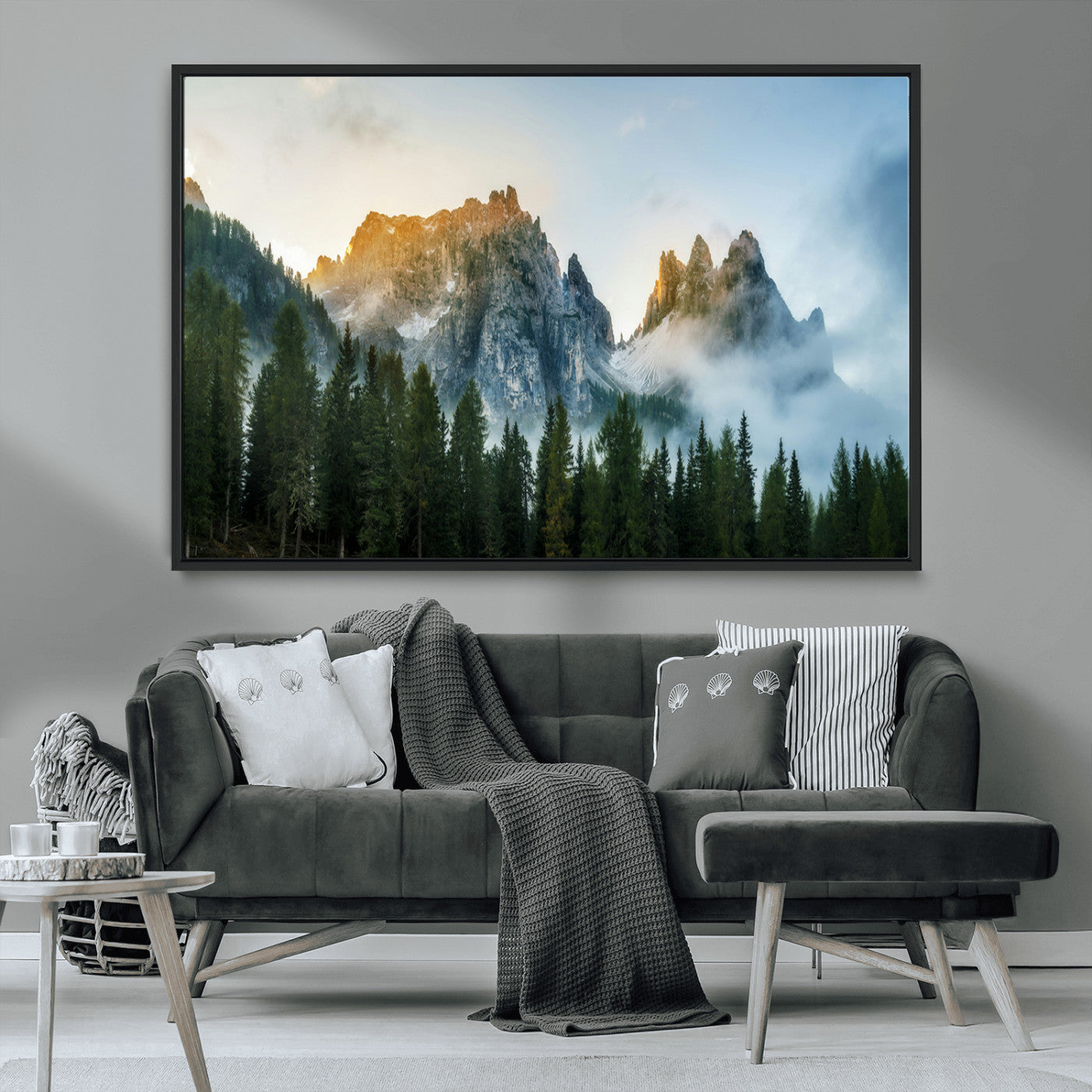 MGV-FC-36X24 - Wilderness Wall Art Wall Art Canvas Print, Framed Nature Landscape Decor Art Picture Print, Misty Forest Photography Perfect Rustic Nature Decor Artwork