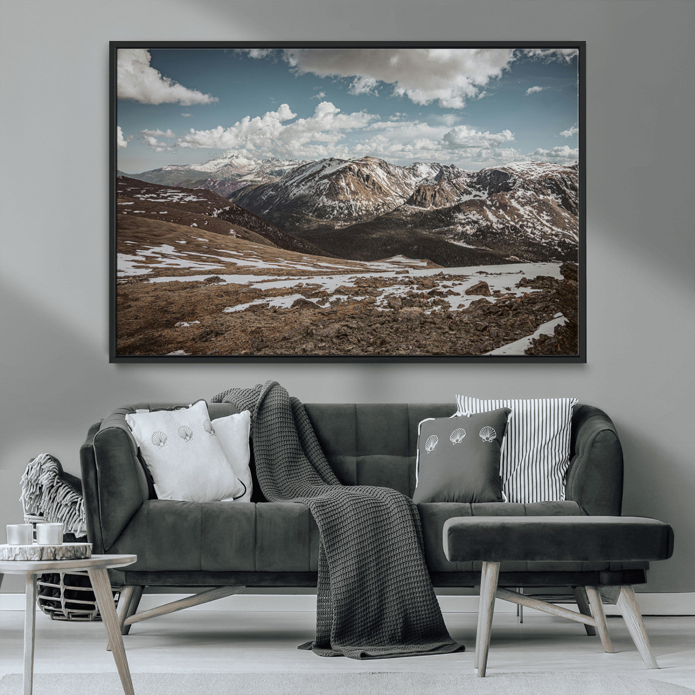 MGV-FC-36X24 - Mountain Landscape Wall Art Canvas Print, Framed Snowy Peaks Art Picture Print, Rugged Highlands Perfect Rustic Adventure Decor Artwork