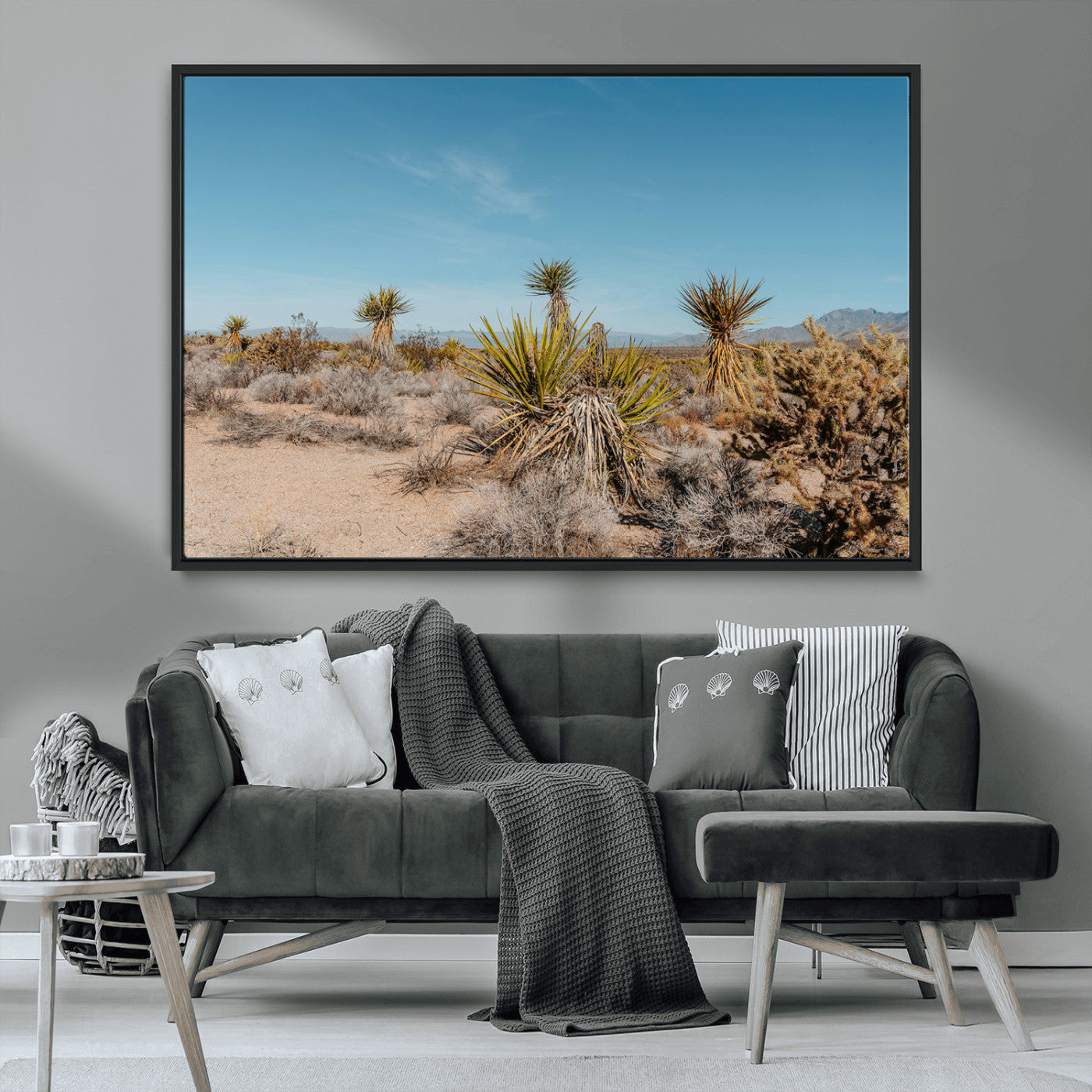 MGV-FC-36X24 - Joshua Tree Wall Art Canvas Print, Framed Desert Landscape Art Picture Print, Warm Earth Tones Perfect Southwestern Minimalist Decor Artwork
