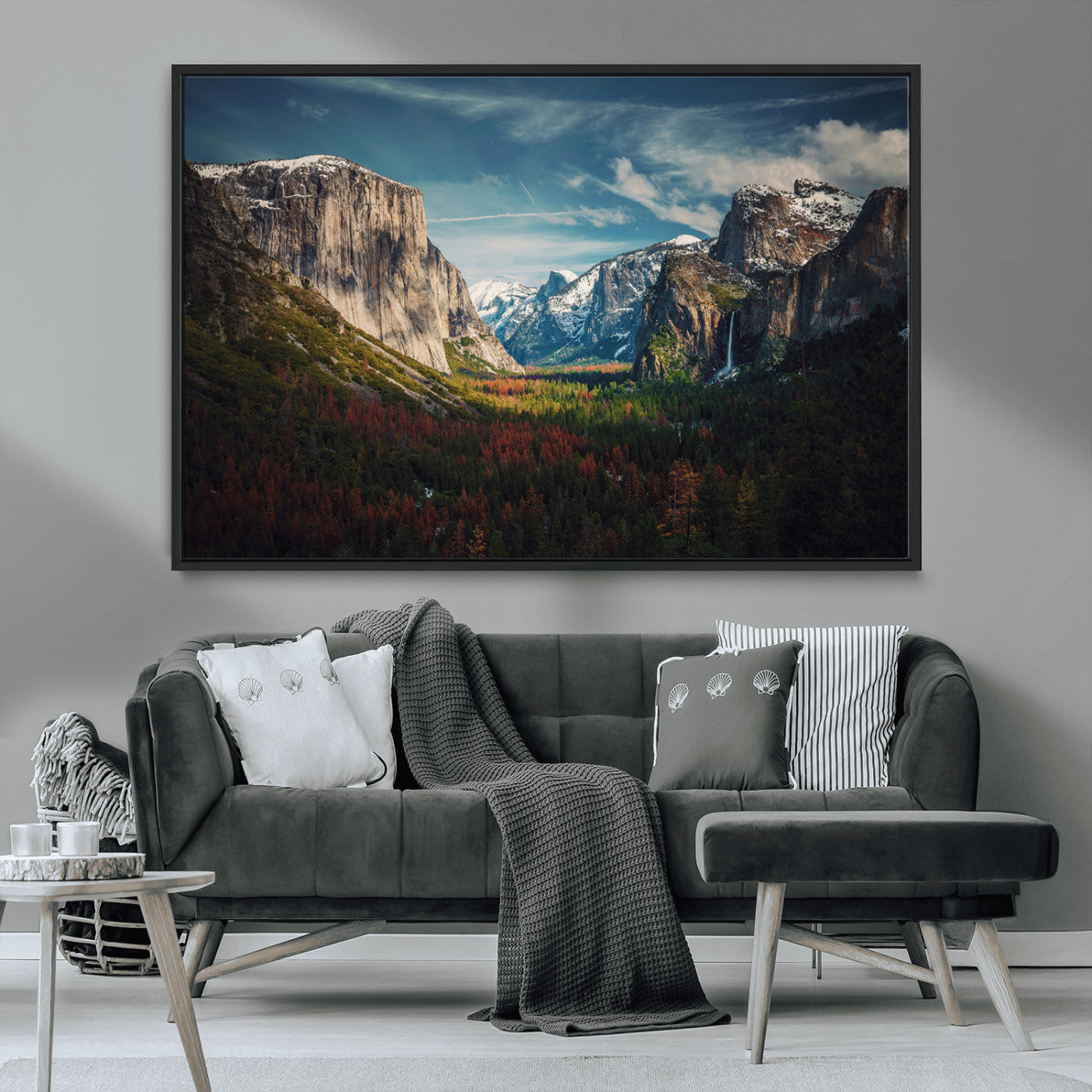 MGV-FC-36X24 - Yosemite National Park Wall Art Canvas Print, Framed Mountain Landscape Art Picture Print, El Capitan Perfect Rustic Farmhouse Decor Artwork