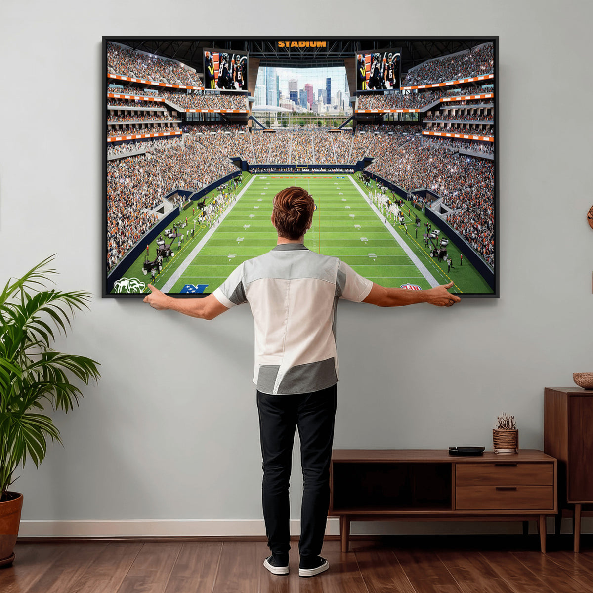 76935553-PAN-FL-20X10 - Chicago Bears Soldiers Field Wall Art Canvas Print, Home Office Wall Decor