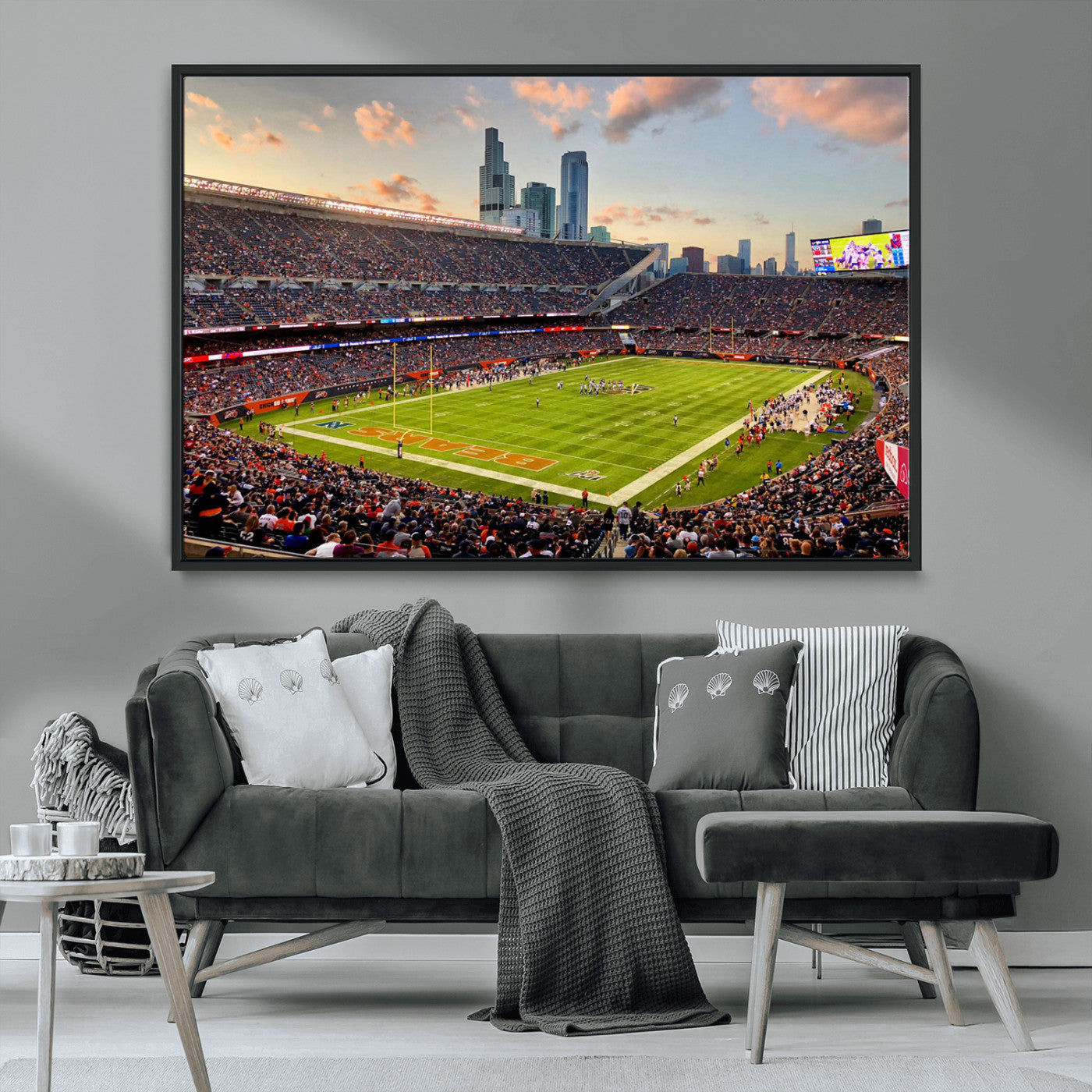 MGV-FC-36X24 - Chicago Bears Soldiers Field Wall Art Canvas Print – Framed Football Stadium Artwork for Sports