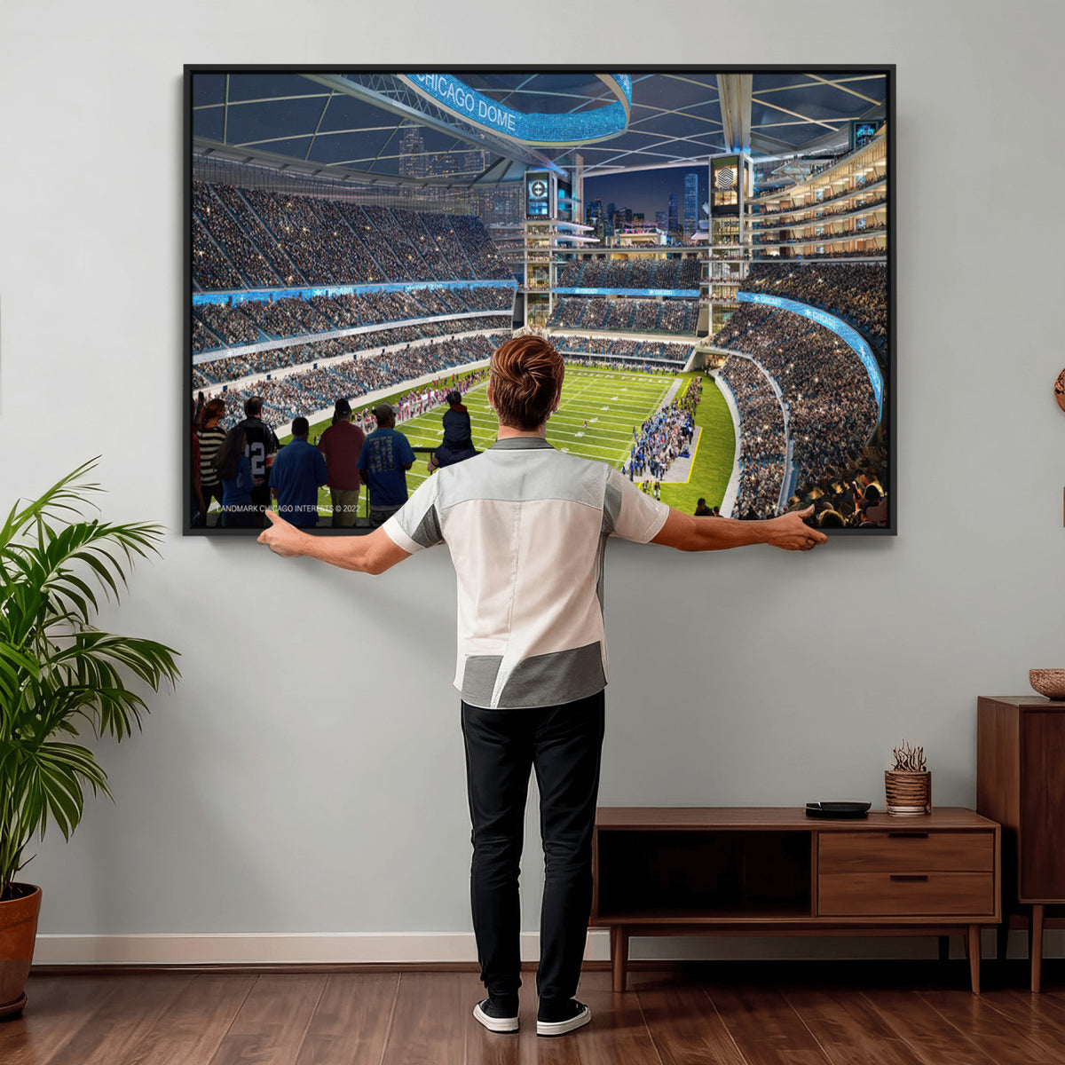 41816511-MGV-CV-36X24 - Chicago Dome Stadium Wall Art Canvas Print, Framed Modern Decor