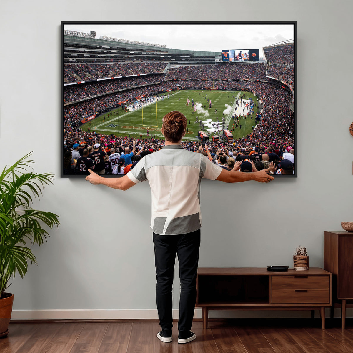 18347149-MGV-CV-36X24 - Chicago Bears Soldier Field Wall Art Canvas Print – Framed Football Stadium Artwork Team Spirit for home, office
